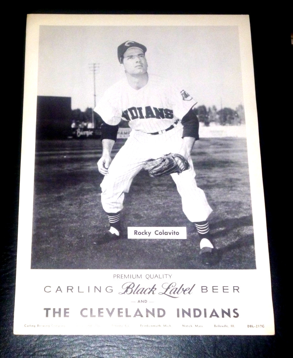 1958 ROCKY COLAVITO -CARLING BLACK LABEL BEER 12"x9" PHOTO / EXTREMELY RARE- EX+