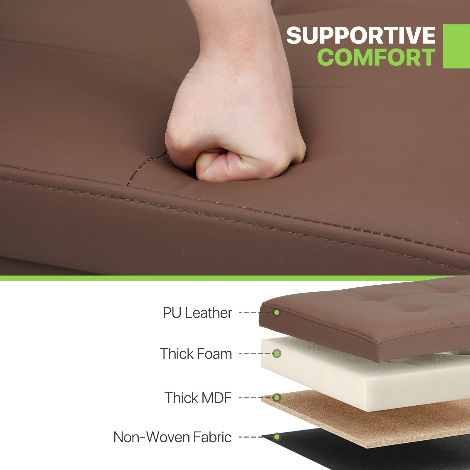 30"Lift Top Storage Ottoman Rectangular Bench Leather Upholstered Seat Footstool