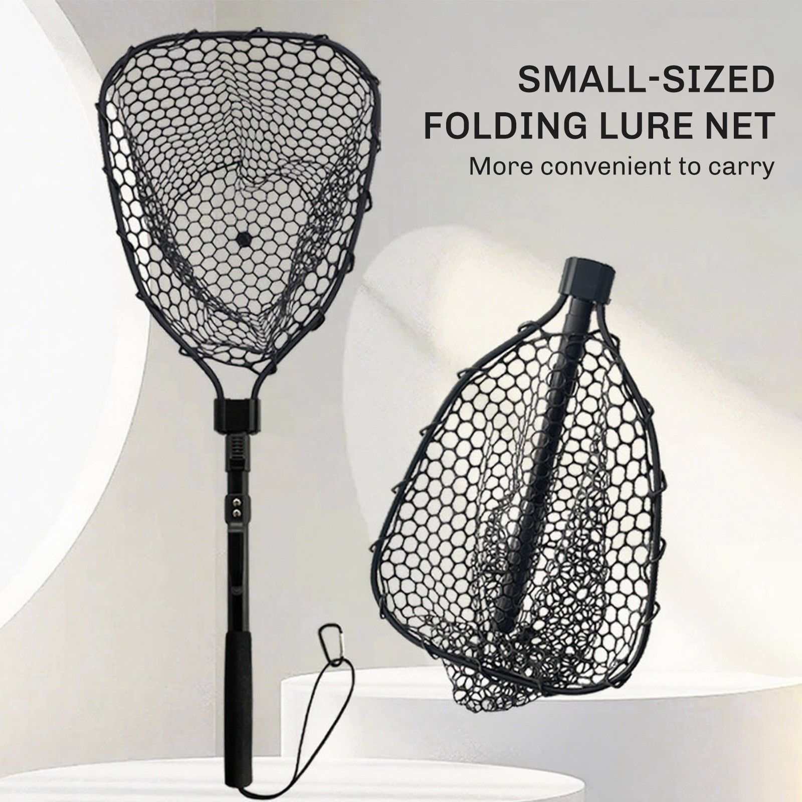 Folding Fly Fishing Landing Net Rubber Safe Catch Release Silicone Fish Nets