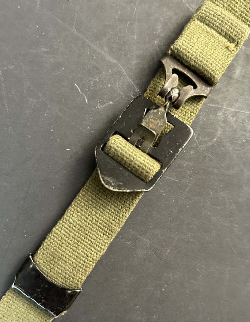 ONE Used Late WWII OD7 Ball & Catch ChinStrap set for US GI M1 Steel Helmet