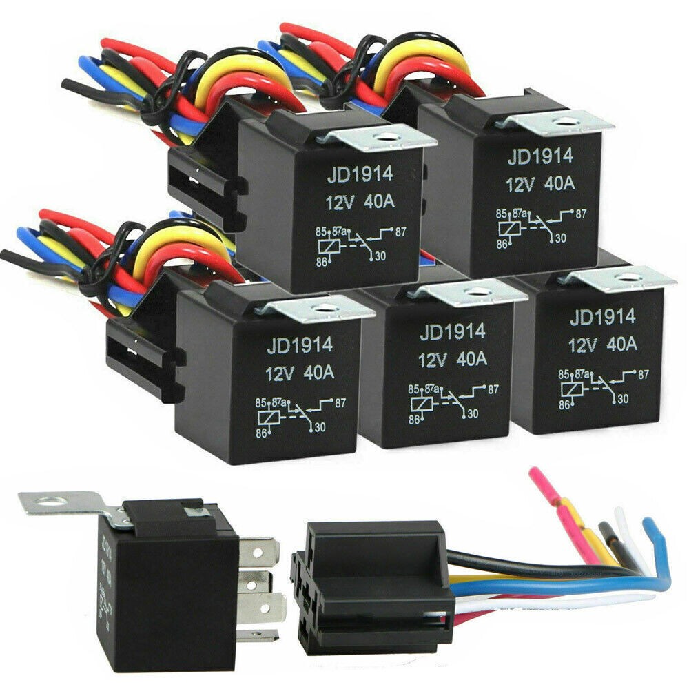 5- 25Pack 12V 30/40 Amp 5-Pin SPDT Automotive Relay with Wires & Harness Socket