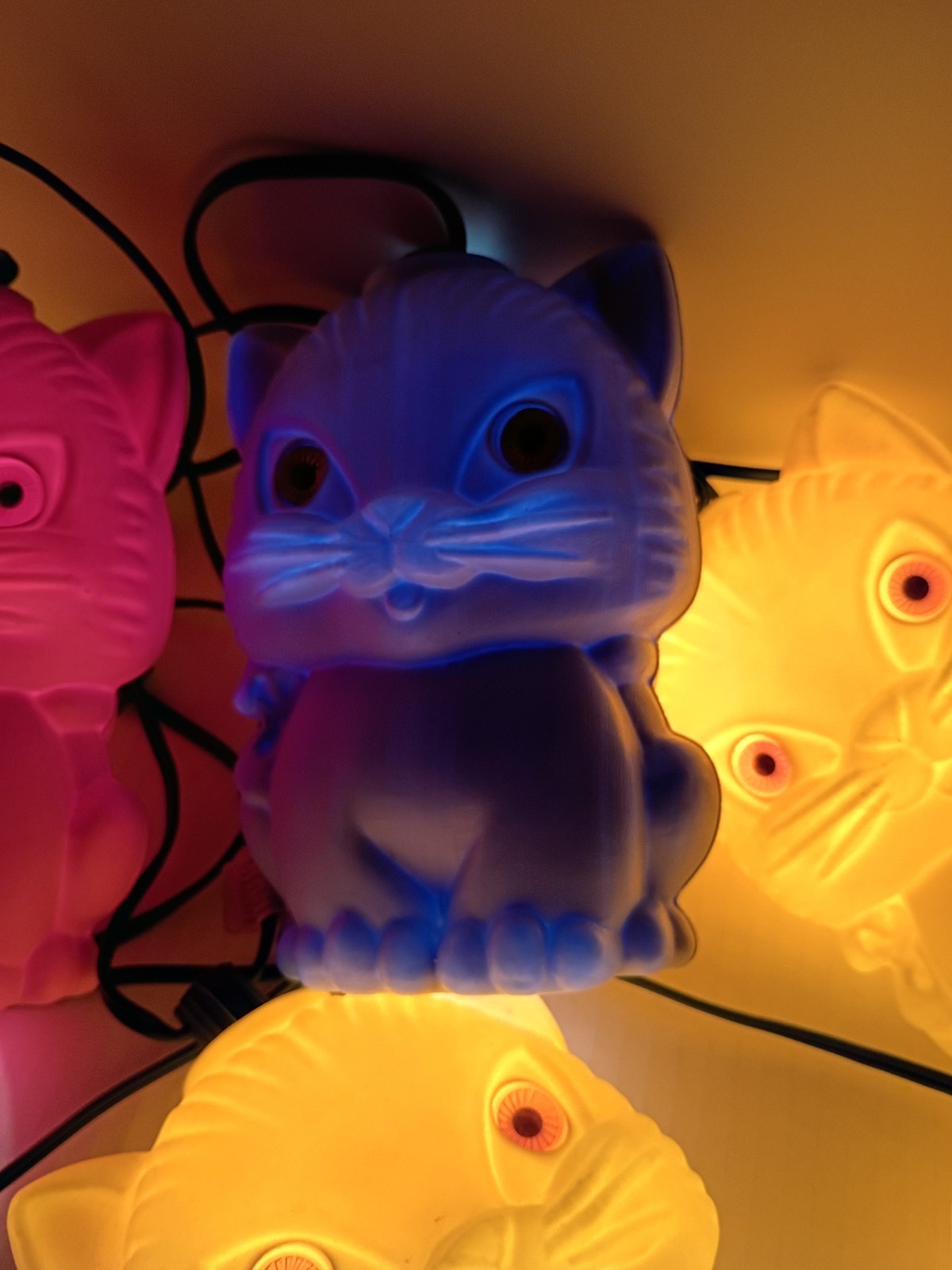 Vtg 60’s Pasta CAT Blow Mold 13pc String Lights RV Camper Patio Tiki Parti Lites