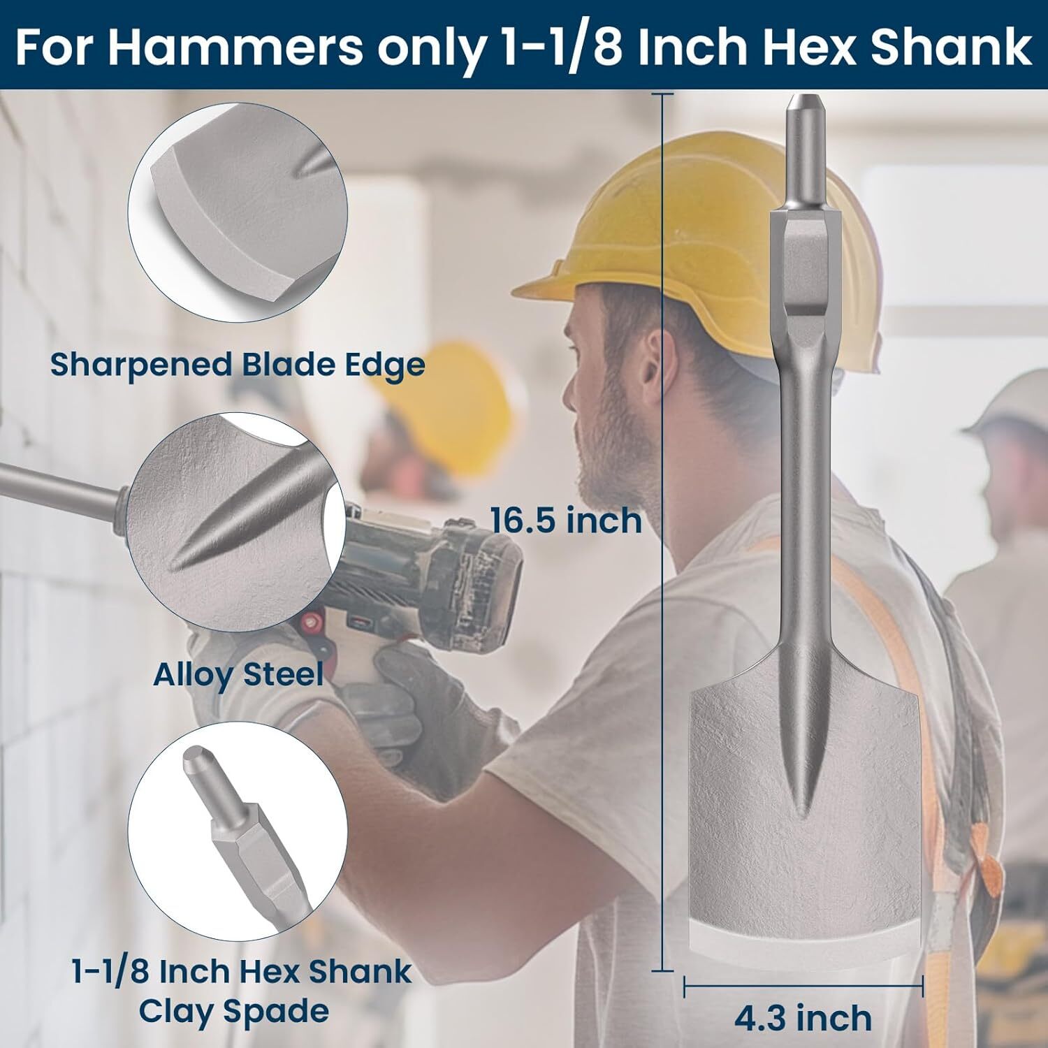 1PC SDS MAX Clay Spade Scoop Square Flat Shovel Chisel Bit for Jack Hammer Drill