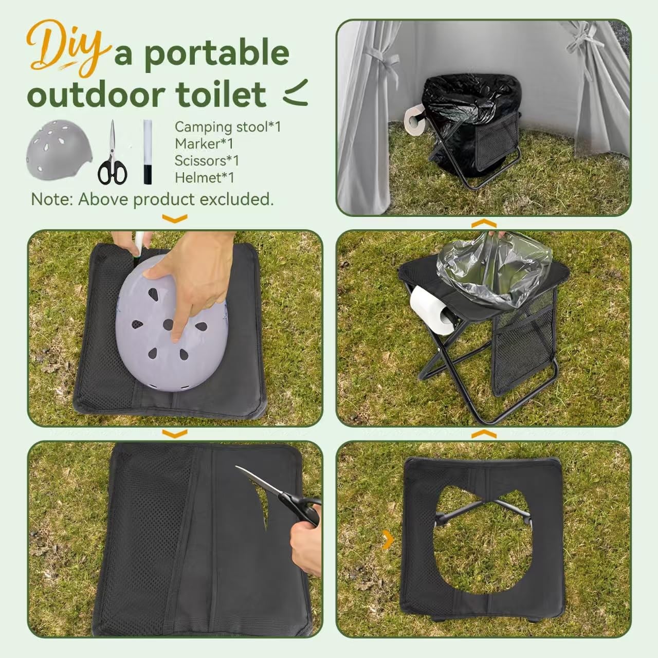 Portable folding stool with dual storage pockets and side pockets Compact adu...