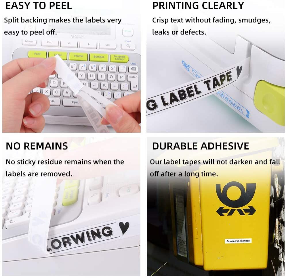 50PK Label Tape TZe-241 TZ-241 18mm For Brother P-Touch PT-1890C D450 P700 D600