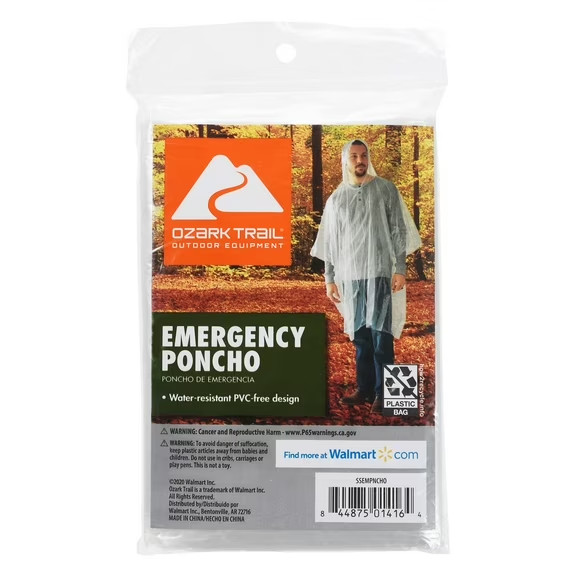 Lot of 10 x Ozark Trail Emergency Poncho Water Resistant PVC-Free Clear