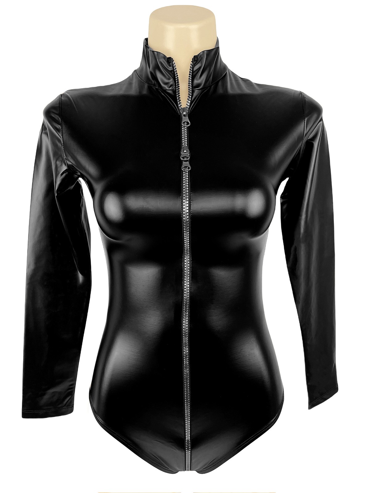 US Womens Sexy Wet Look Faux Leather Bodysuits Latex Teddy Leotard Tops Bodycon