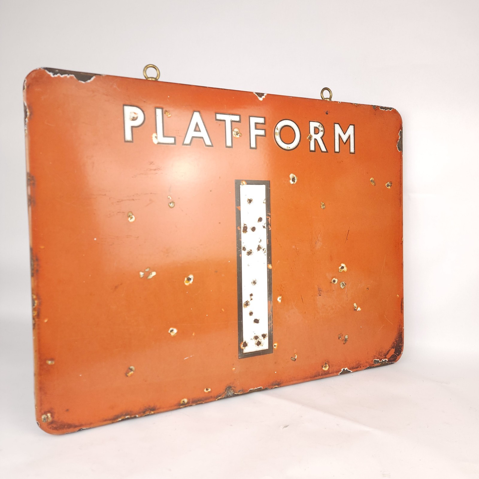 VTG Metal Train Station Sign - British Railways North Eastern PLATFORM 1 -24X18