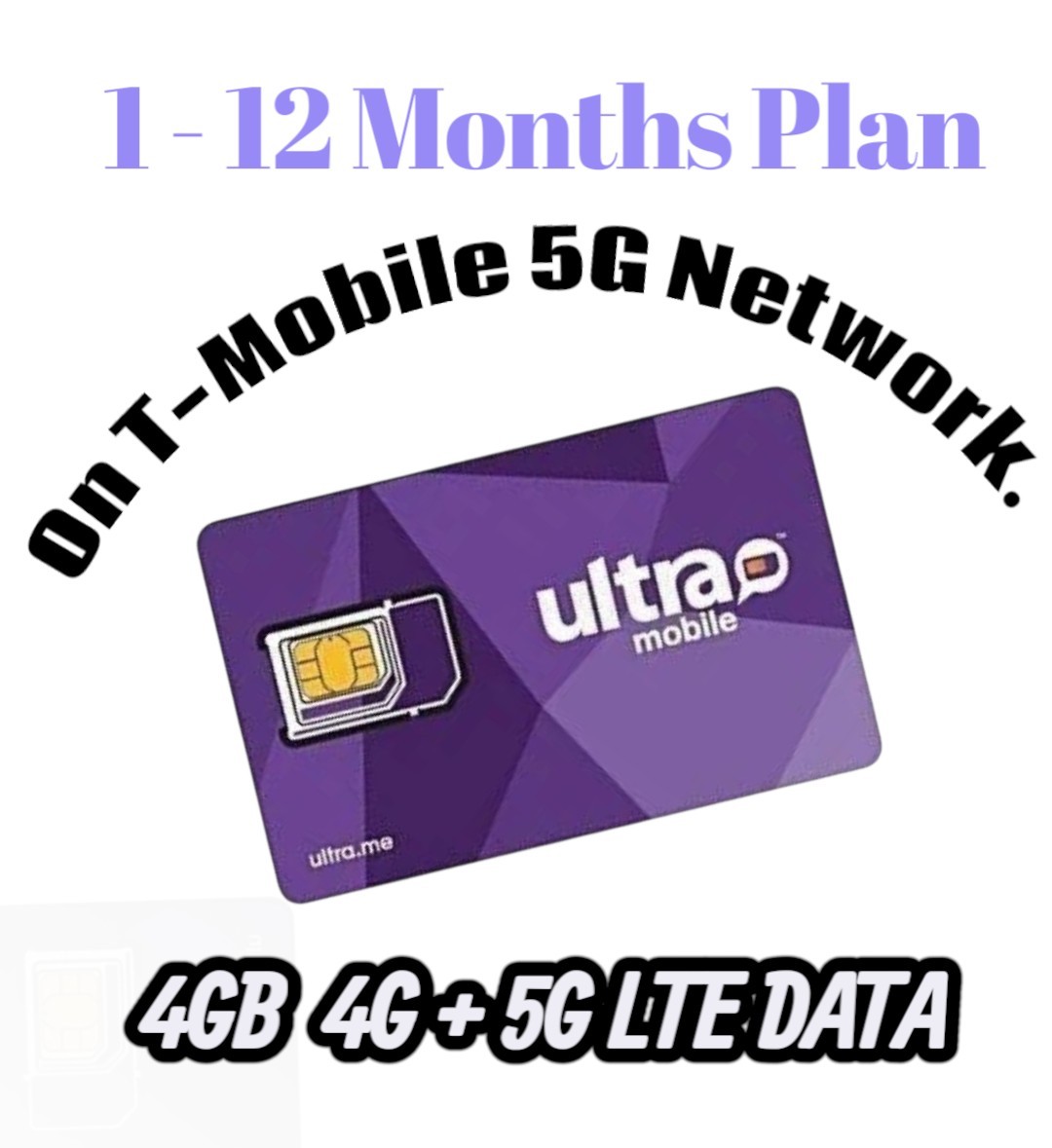 Ultra Mobile sim card with 4 GB 1 TO 12 Months Plan Included