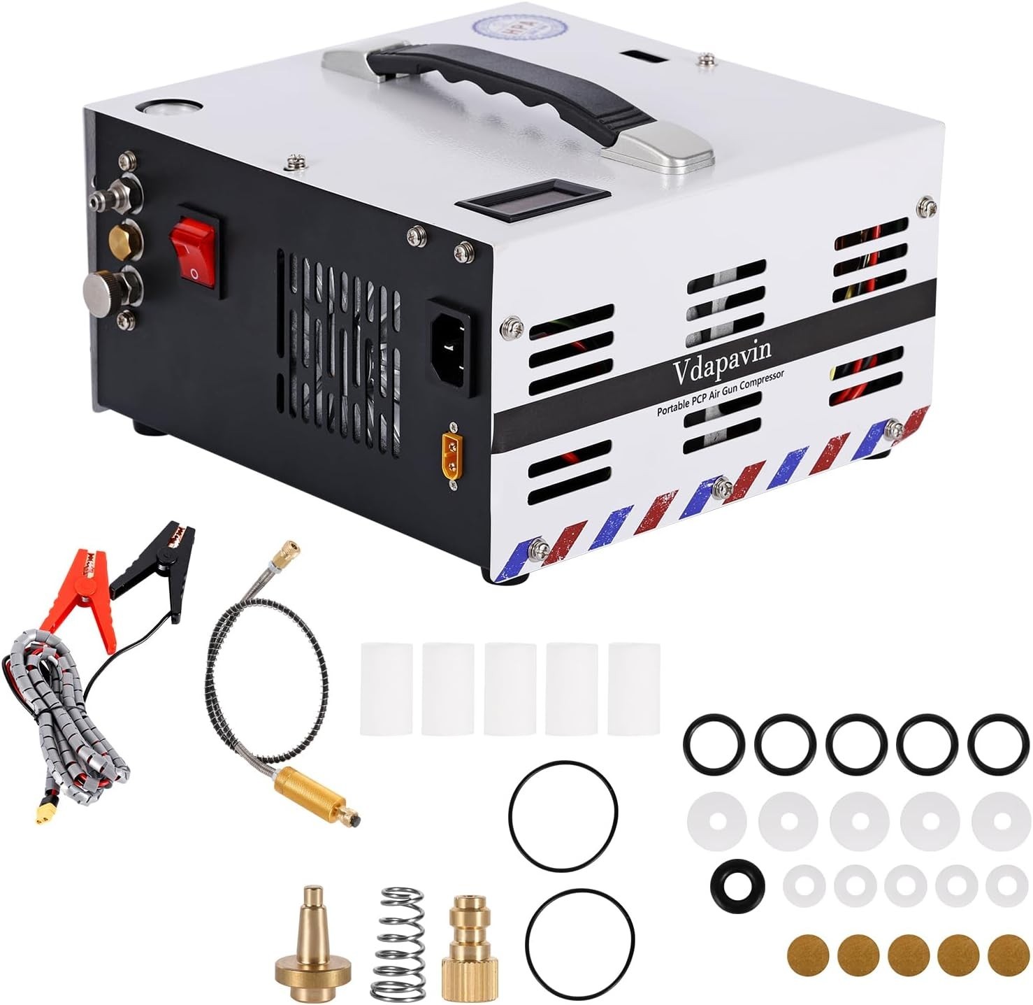 PCP air compressor, 4500 Psi/30Mpa, built-in power converter 12V DC/110V AC