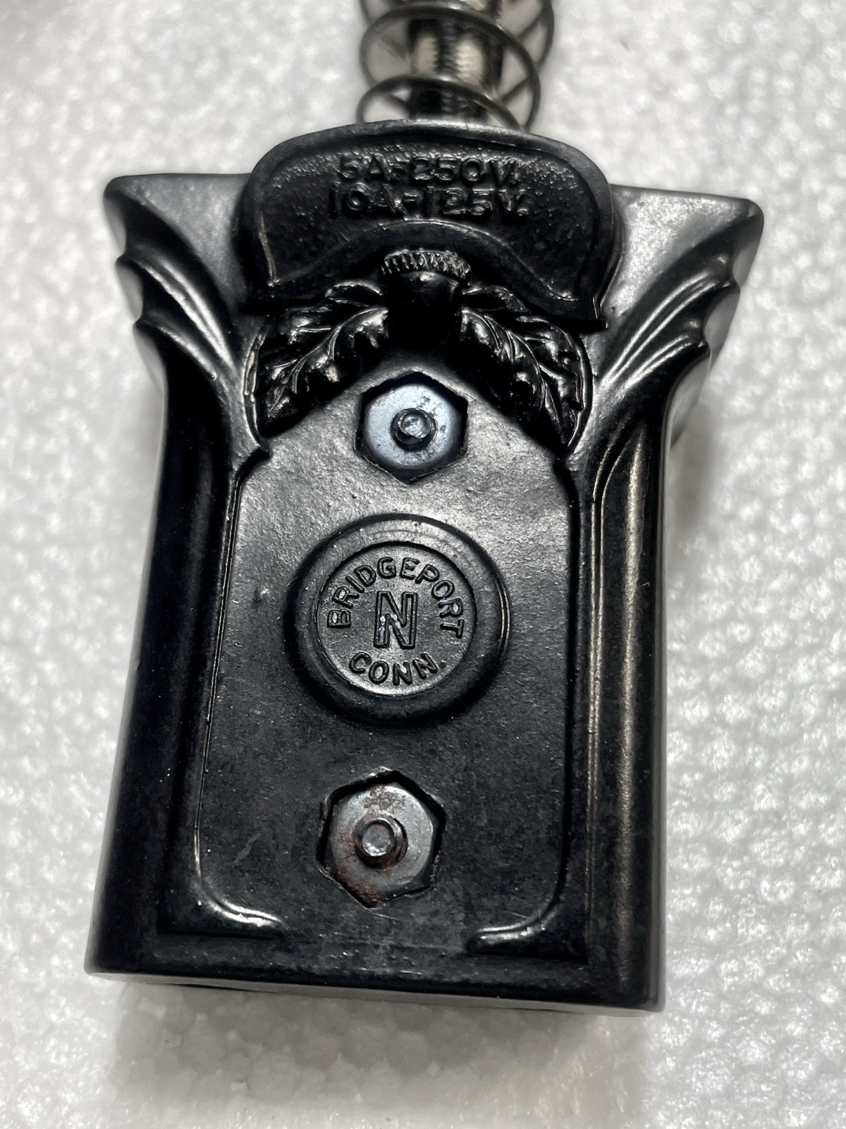 Antique Vintage 6' Cloth 2-Prong Appliance Cord Bakelite "N" Logo Art Deco NICE