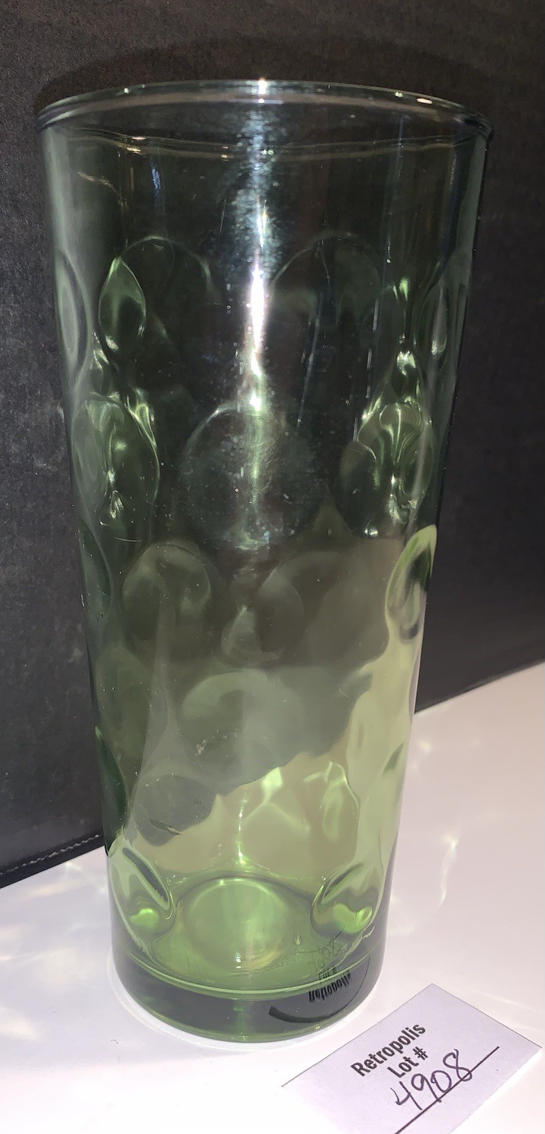 Vintage MCM Hazel Atlas Green El Dorado Optic Dot Glass Tumbler