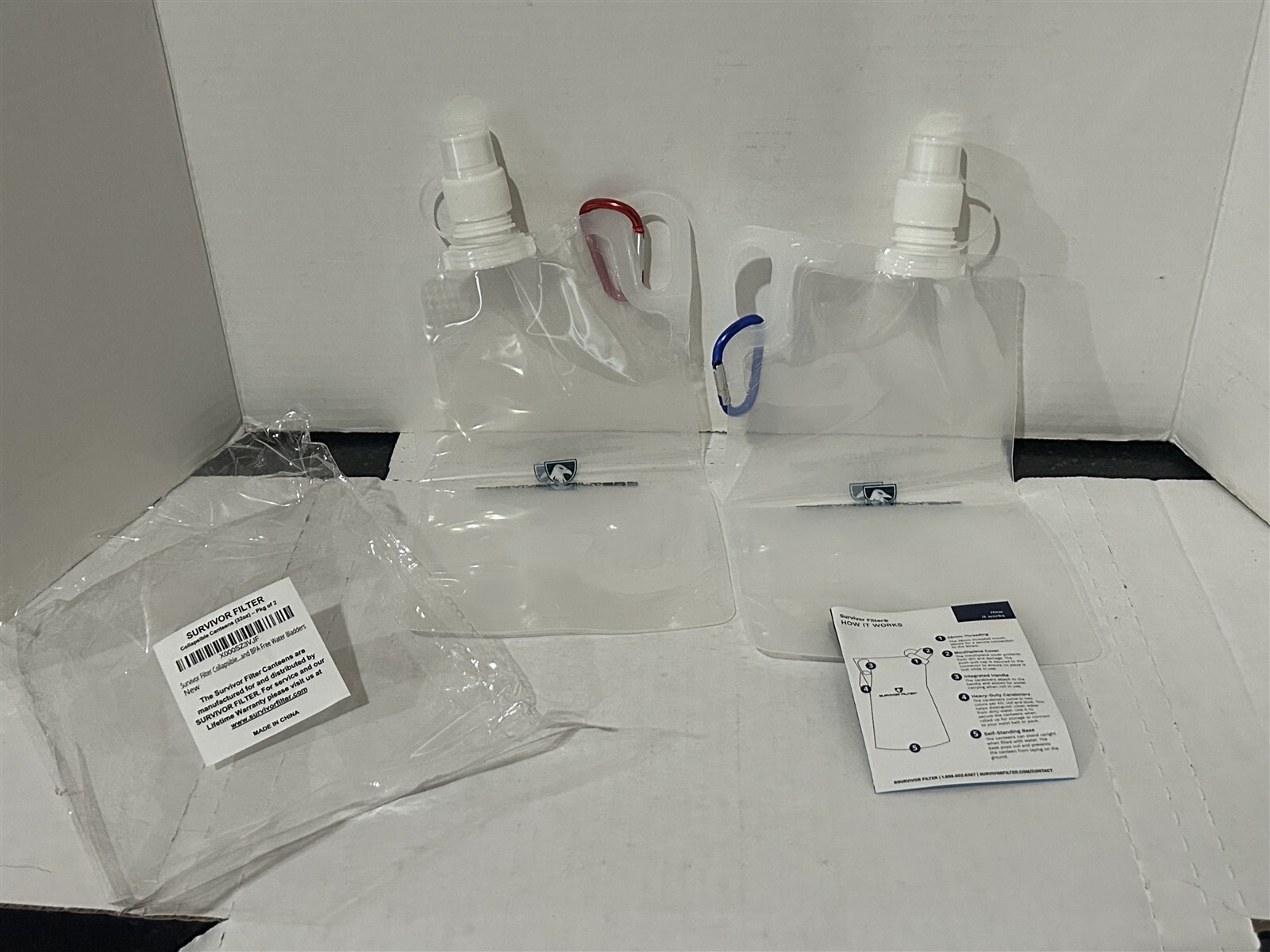 SURVIVOR FILTER COLLAPSIBLE CANTEENS 32OZ - 2 PACK