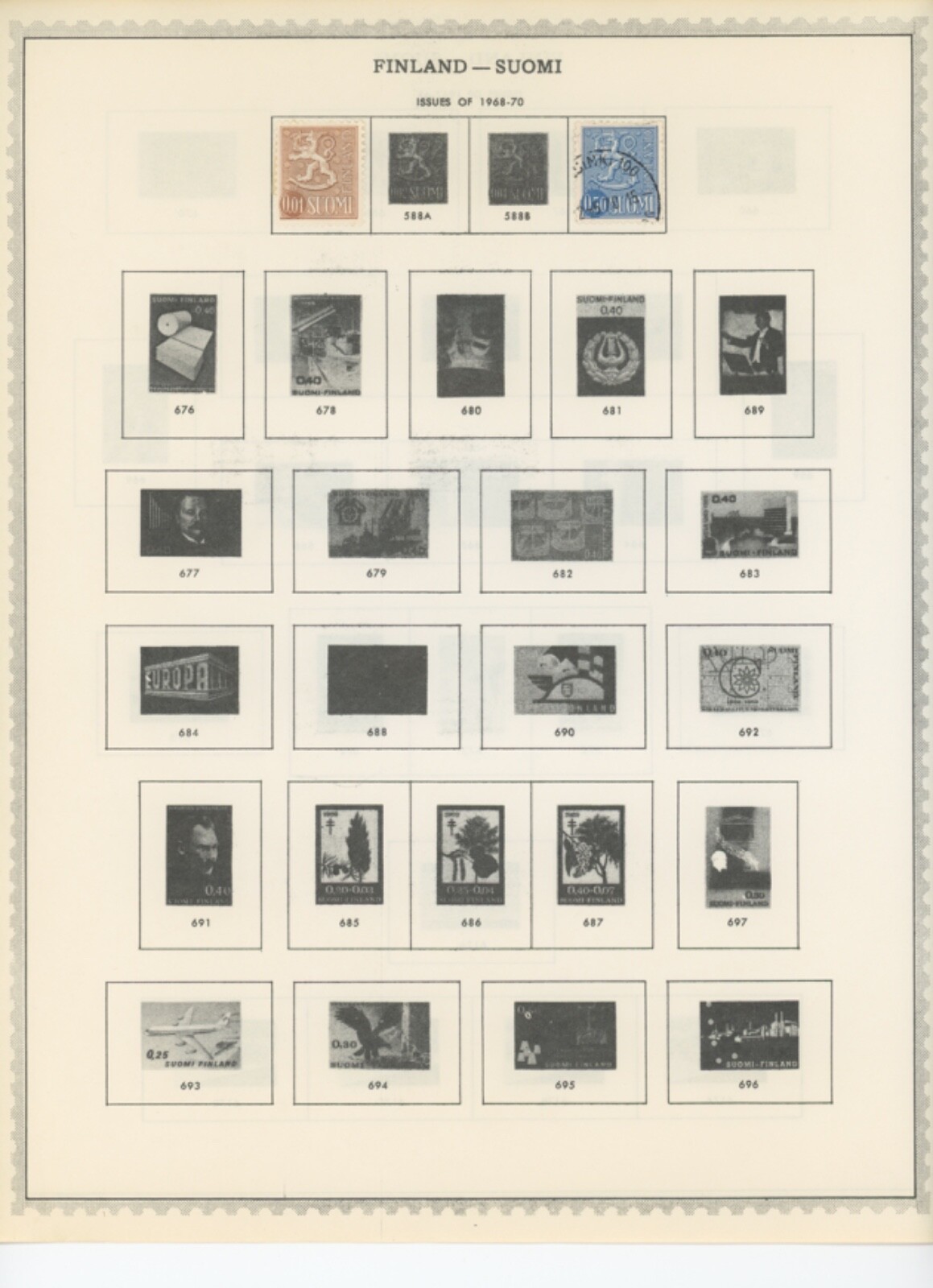 finland stamp collection on minkus pages 110 stamps used (e650