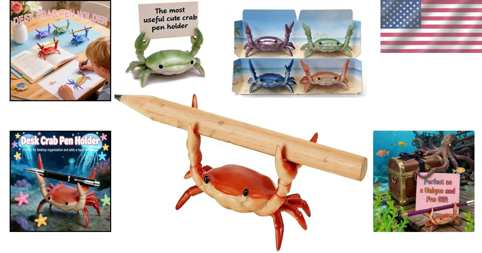 Lightweight 4PCS Crab Shaped Pen Holders - Perfect Gift for Creative Spaces