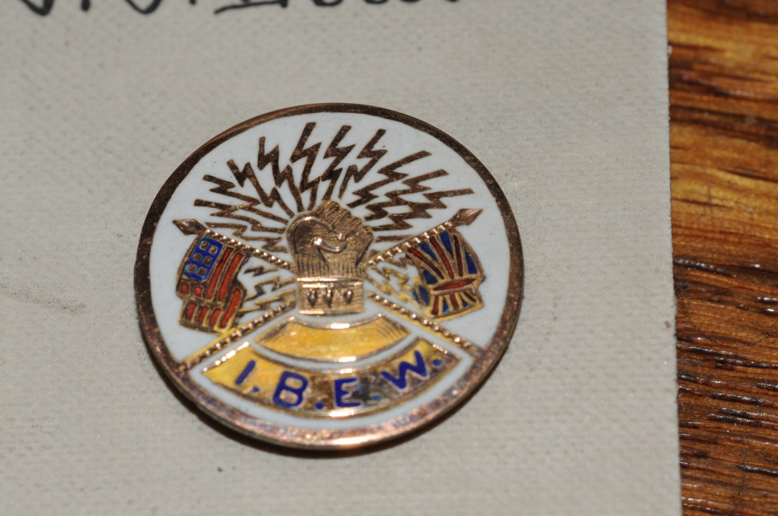 I.B.E.W. Fraternal Organization Lapel Pin Gold Filled 1900 Historical NOS