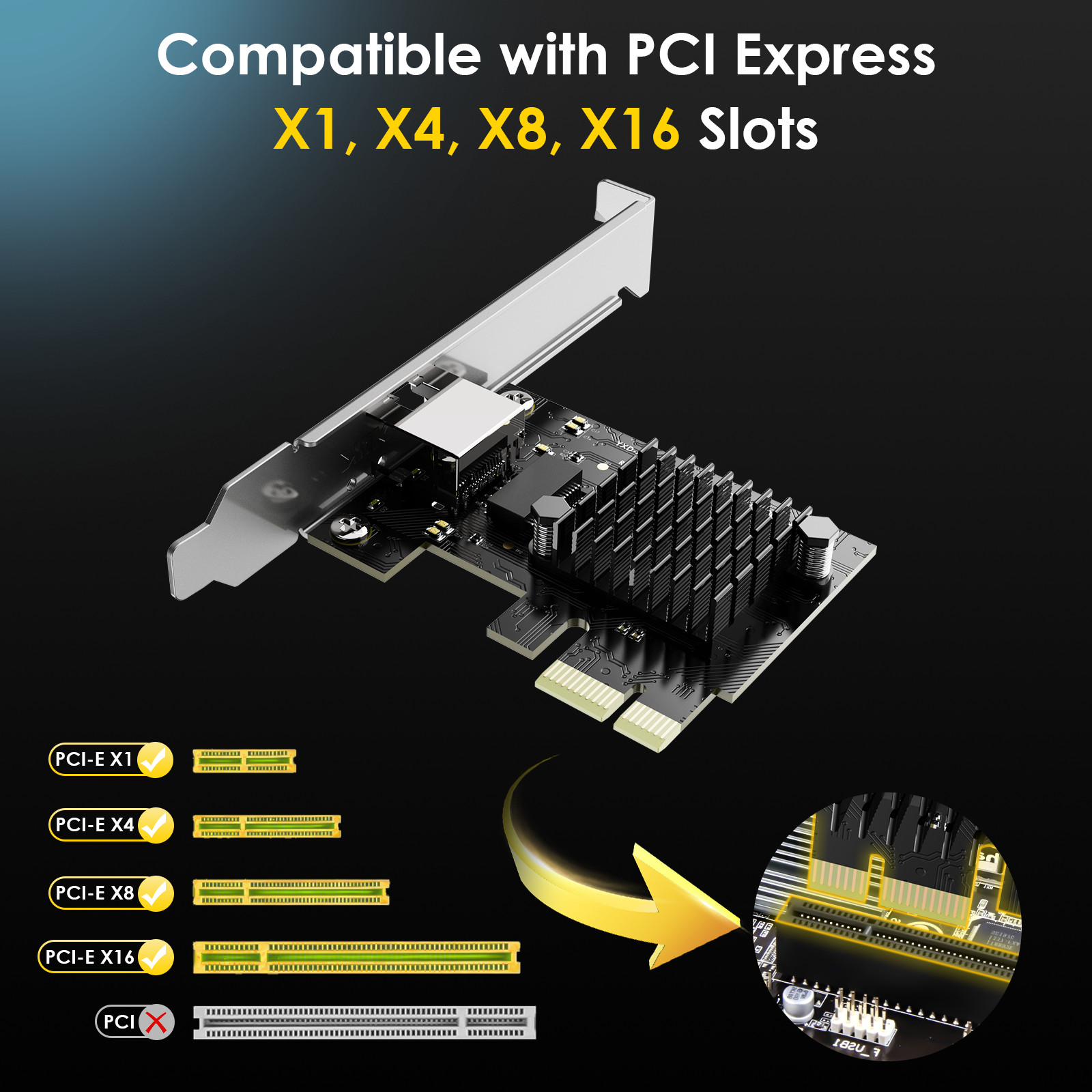 1Gb/2.5Gb/5Gb/10Gb Base-T PCI-e Network Card PCI Express Ethernet Adapter