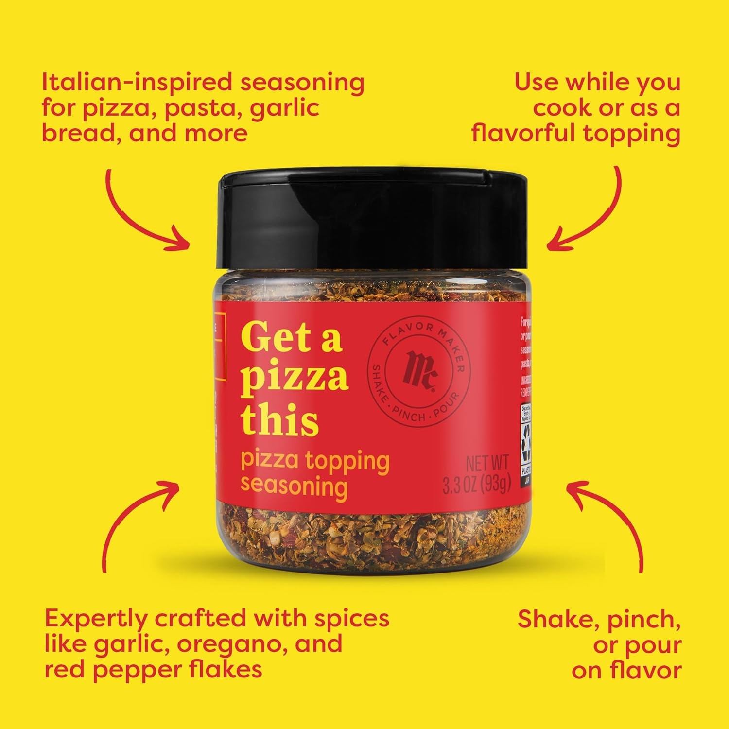 McCormick Pizza Topping Seasoning, Flavor Maker, 3.3 oz