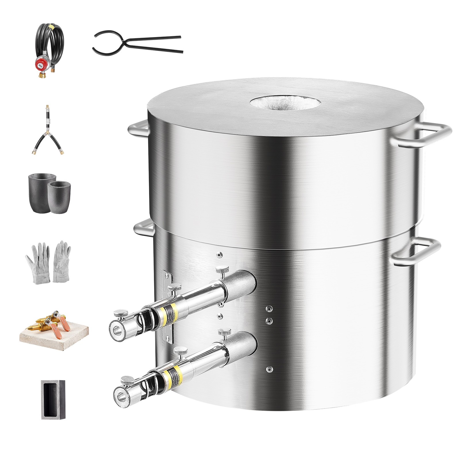 Propane Melting Furnace Kit 16KG/35lbs Dual Burner with Crucibles Tongs