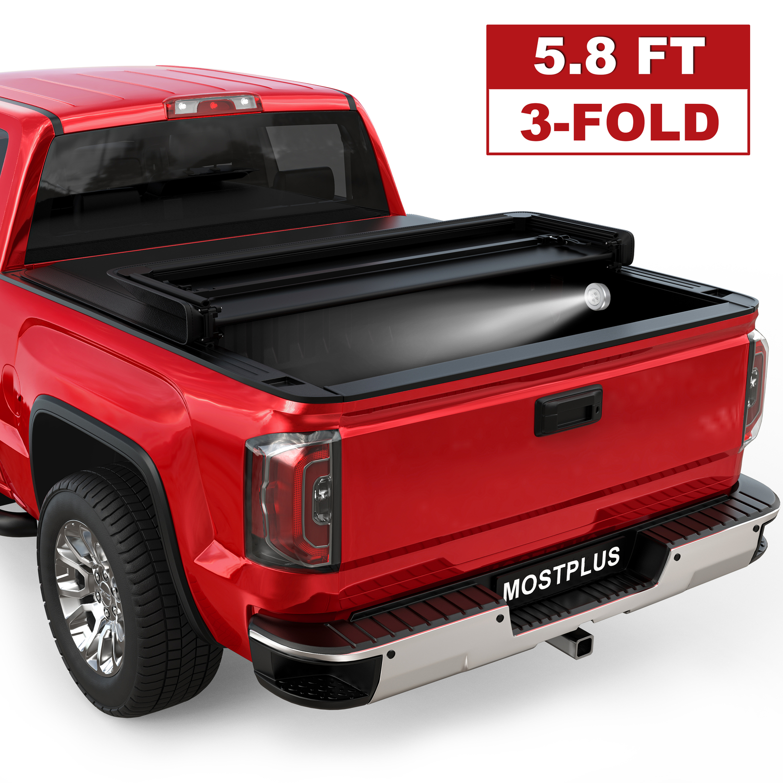 5.8FT Tri-Fold Soft Truck Bed Tonneau Cover For 2019-2024 Silverado Sierra 1500