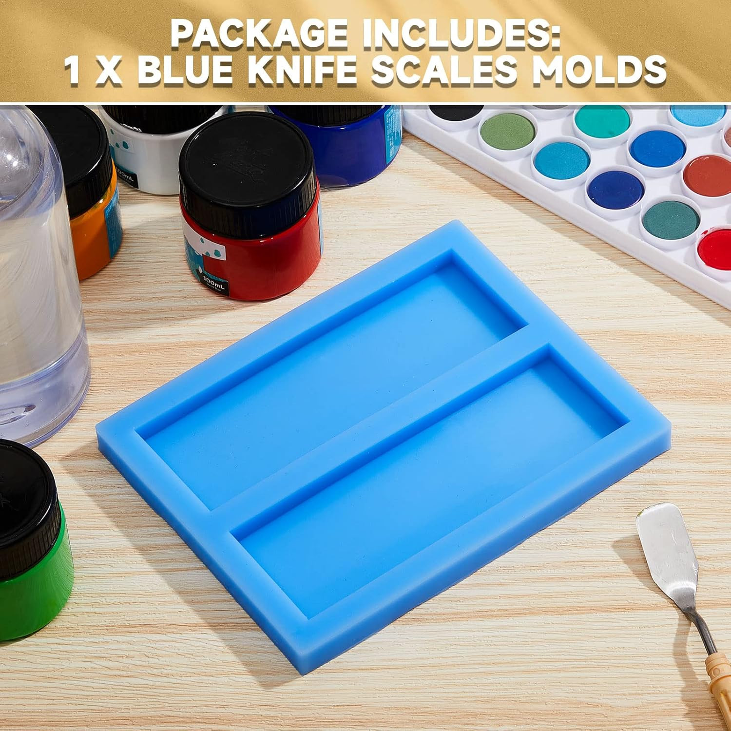 Tessco 1 Piece Double Cavity Silicone Knife Scale Mold Casting Resin Knife Mold