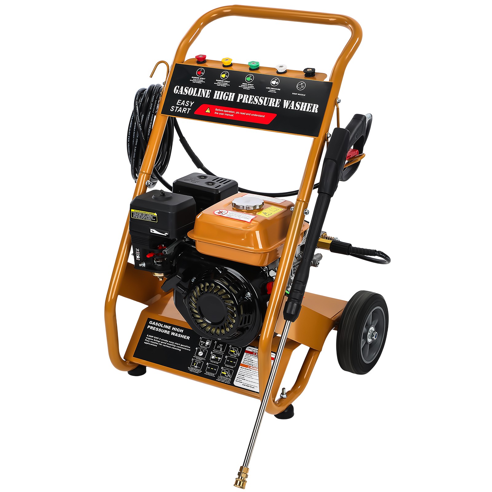 3950 PSI Gas Pressure Washer 5 Nozzles Gas Powered Washer 7HP 2.6 GPM 212cc