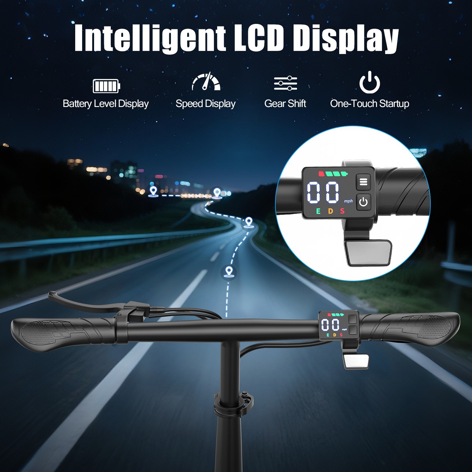 E-Scooter with Seat 30 MPH 43 Miles Range 14'' 1500W Electric Scooter For Adult