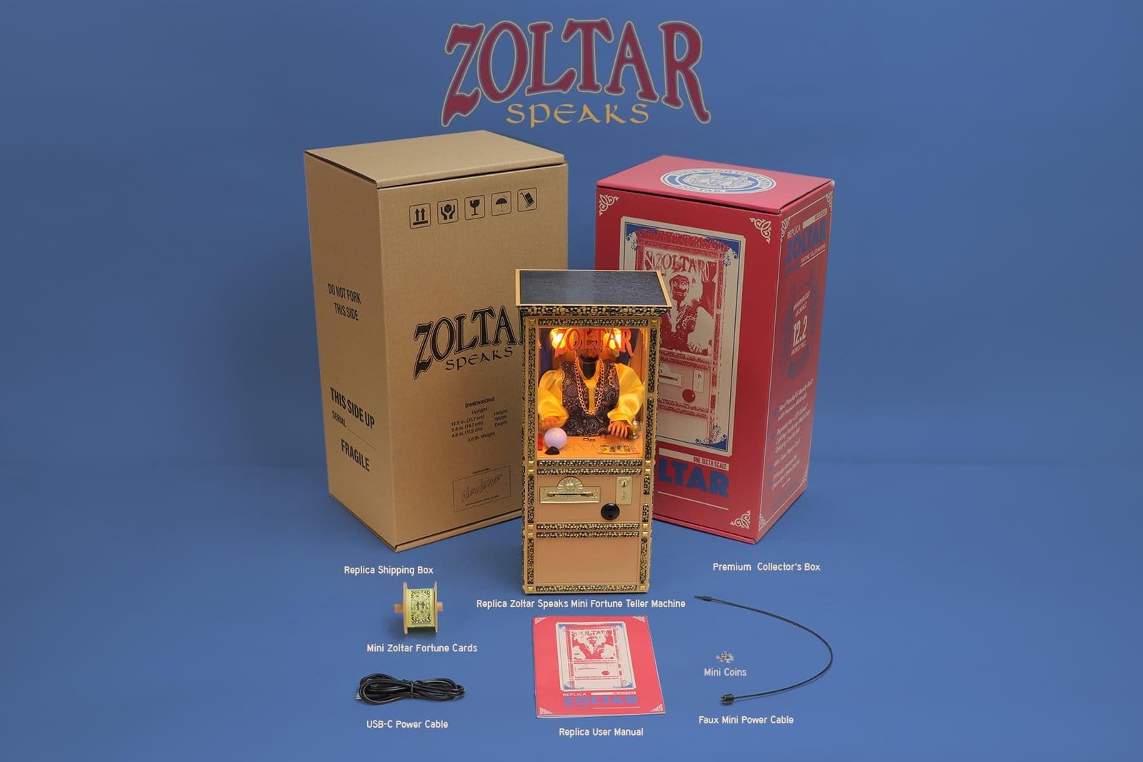 New Wave Toys Zoltar Speaks Mini Replica Fortune Teller Machine, Fully Animat...
