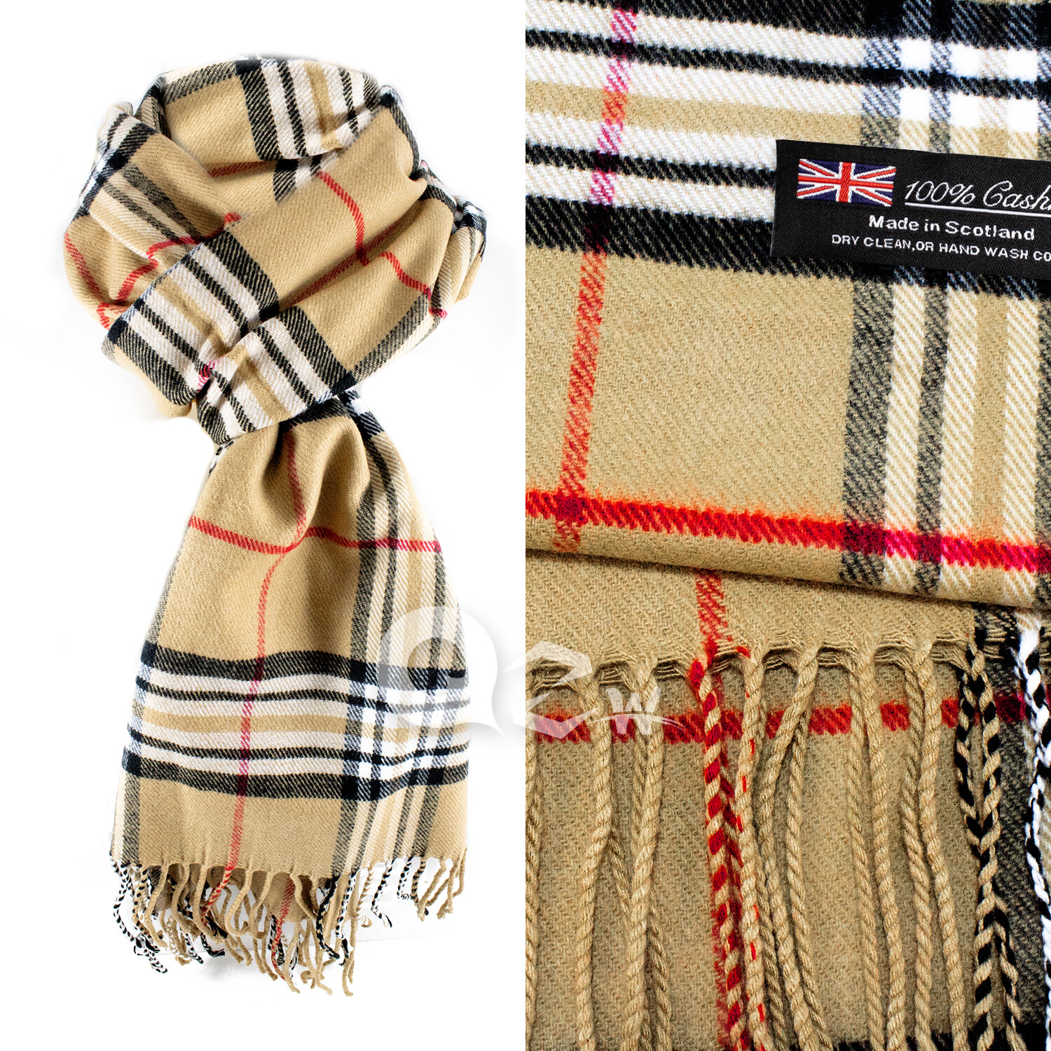 Mens Womens Winter Warm SCOTLAND Made 100% CASHMERE Scarf Scarves Plaid Wool