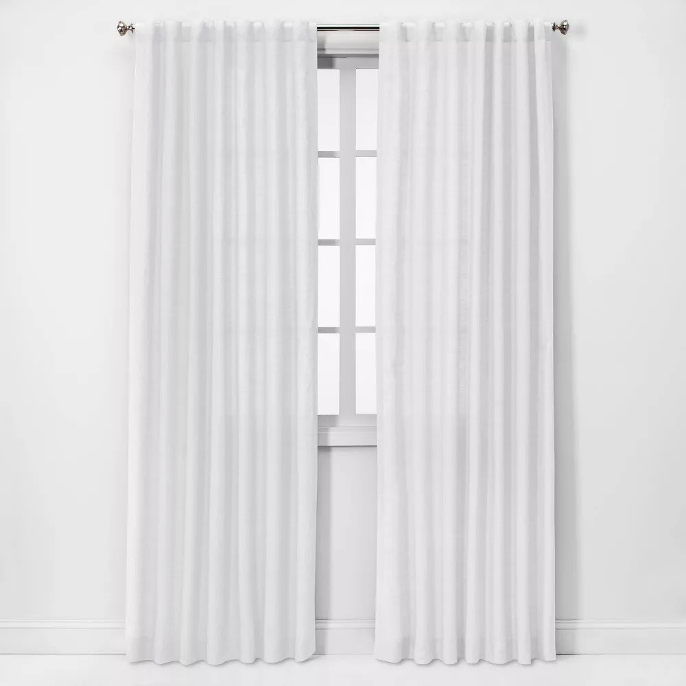 Threshold Light Filtering 100% Linen Single White Curtain Panel 54" x 95"