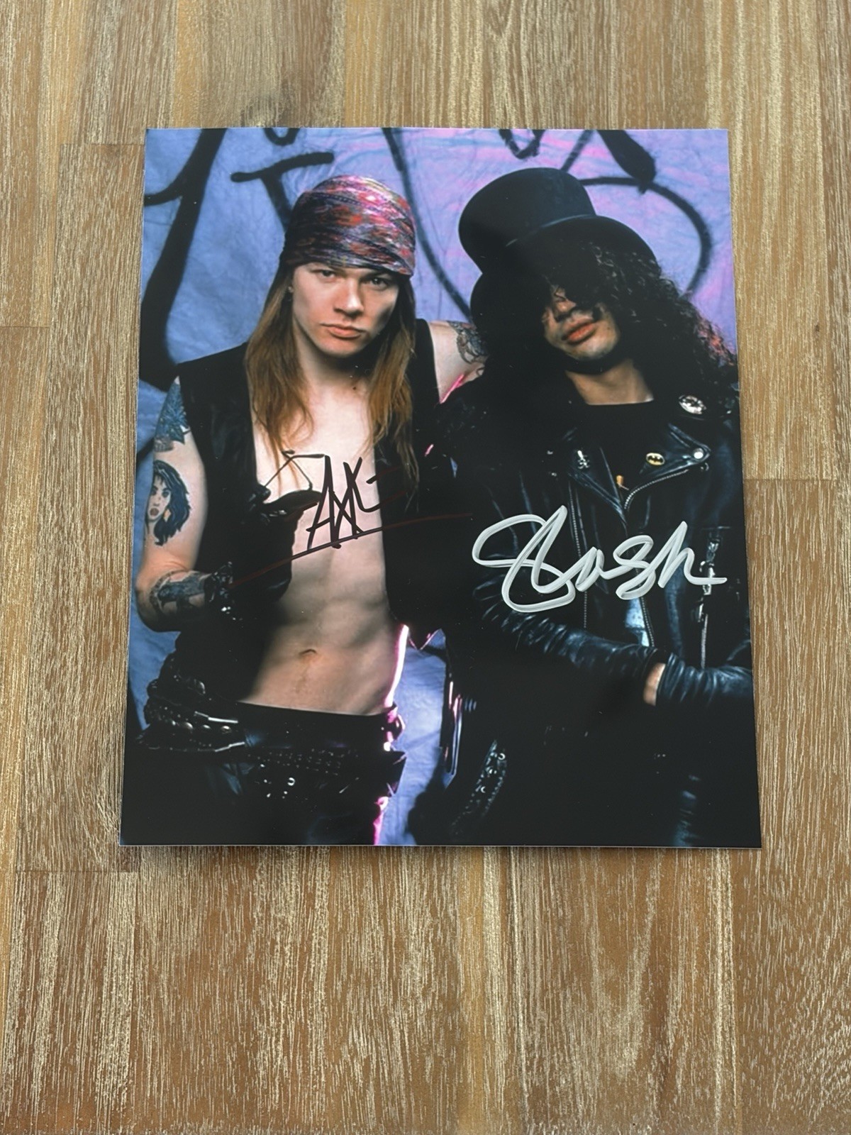 Axl Rose AND Slash autographed 8x10 photo, signed, authentic, Guns N Roses, COA
