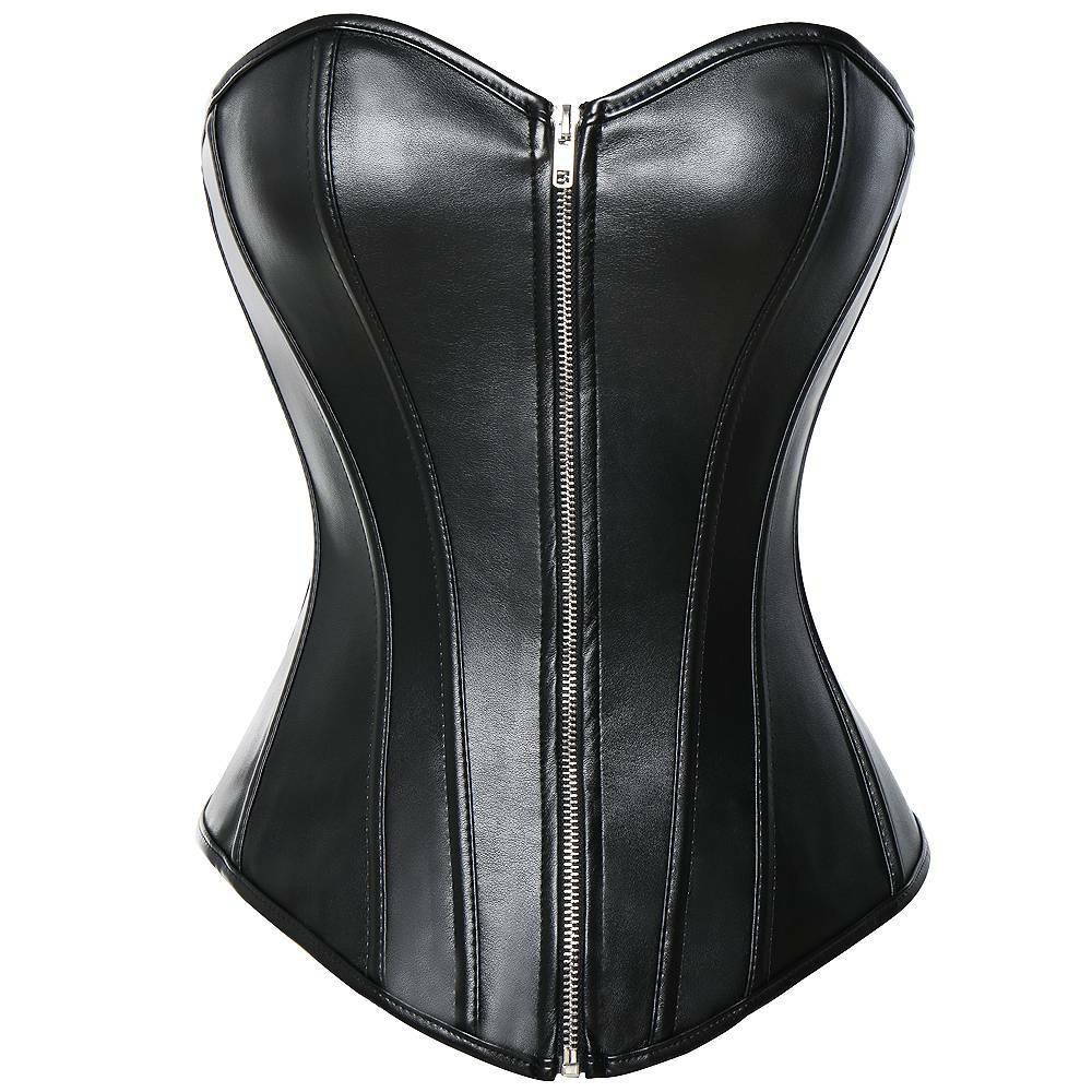 Women Gothic Steampunk Black Overbust Lace Up Corset Top Waist Training Bustier