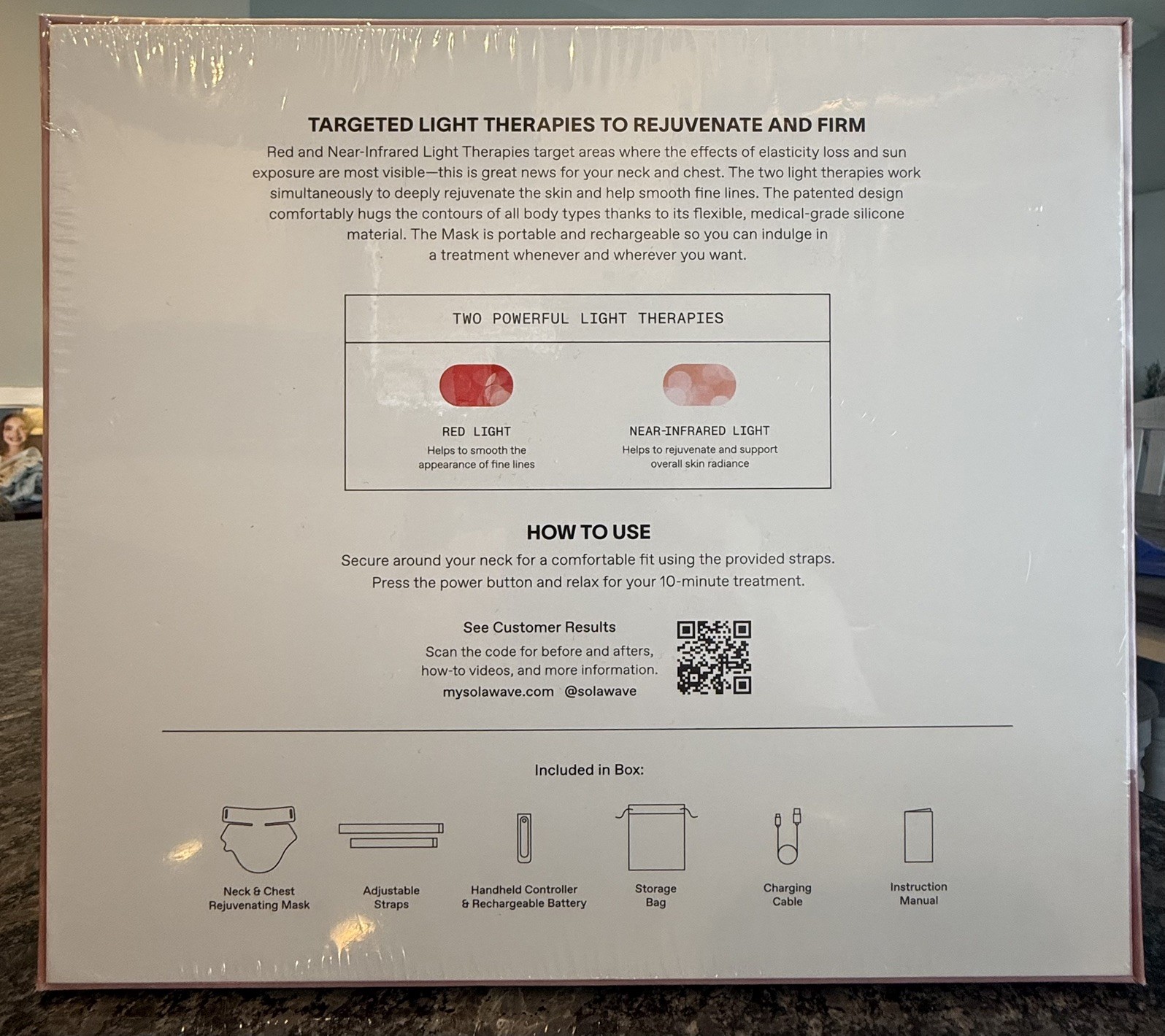 Solawave Neck & Chest LED Red Light Therapy Mask Radiant Renewal NEW SEALED