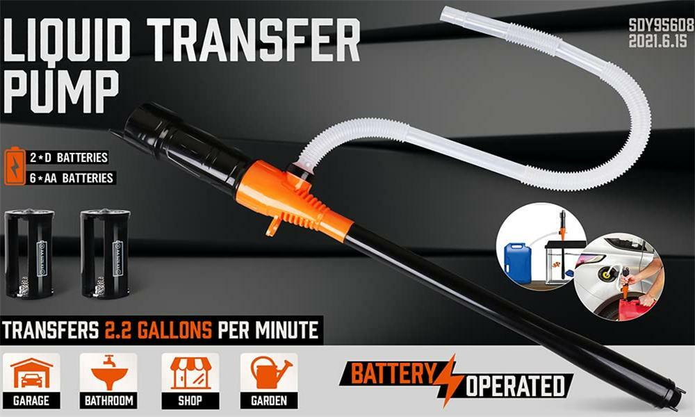 Deluxe Liquid Transfer Siphon Pump Battery Powered Gas Oil Water Fish Tank NEW