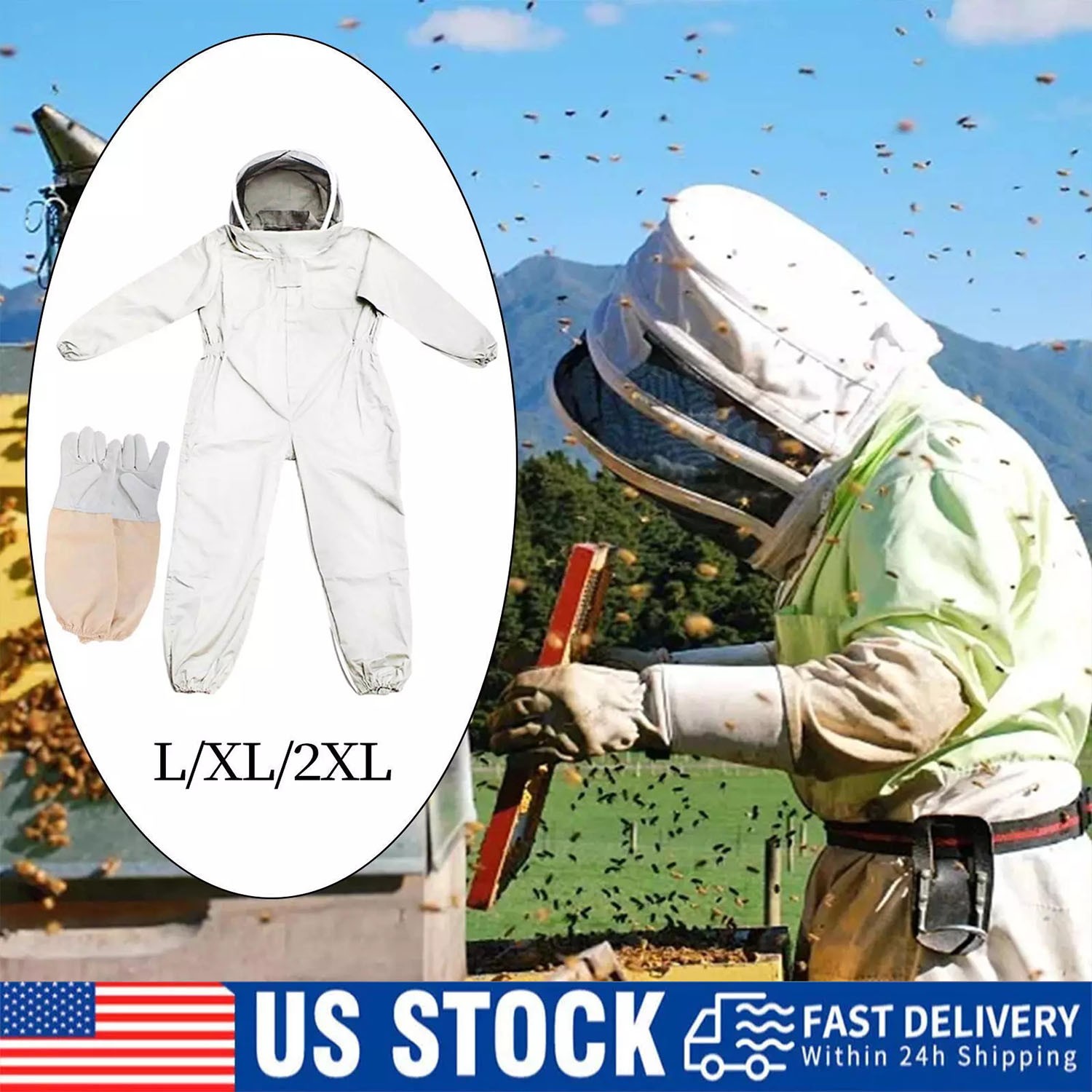XXL White Thick Bee-proof Suit Thickened Anti-sting Cotton One-piece Space Suit