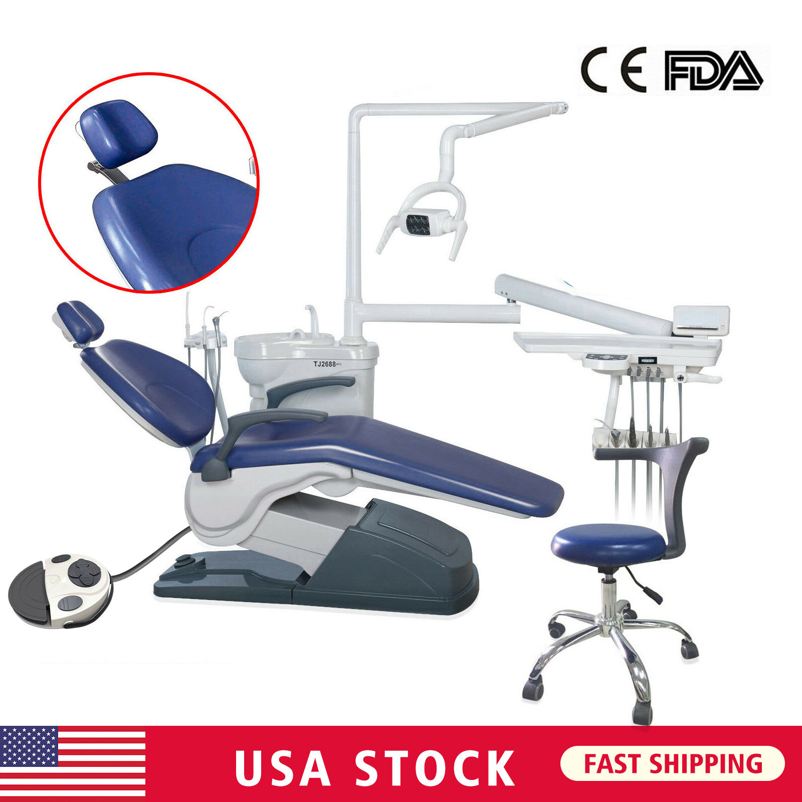 Dental Unit Chair Hard Leather+Dentist Stool + DDS+ New Foot Pedal Unidad silla