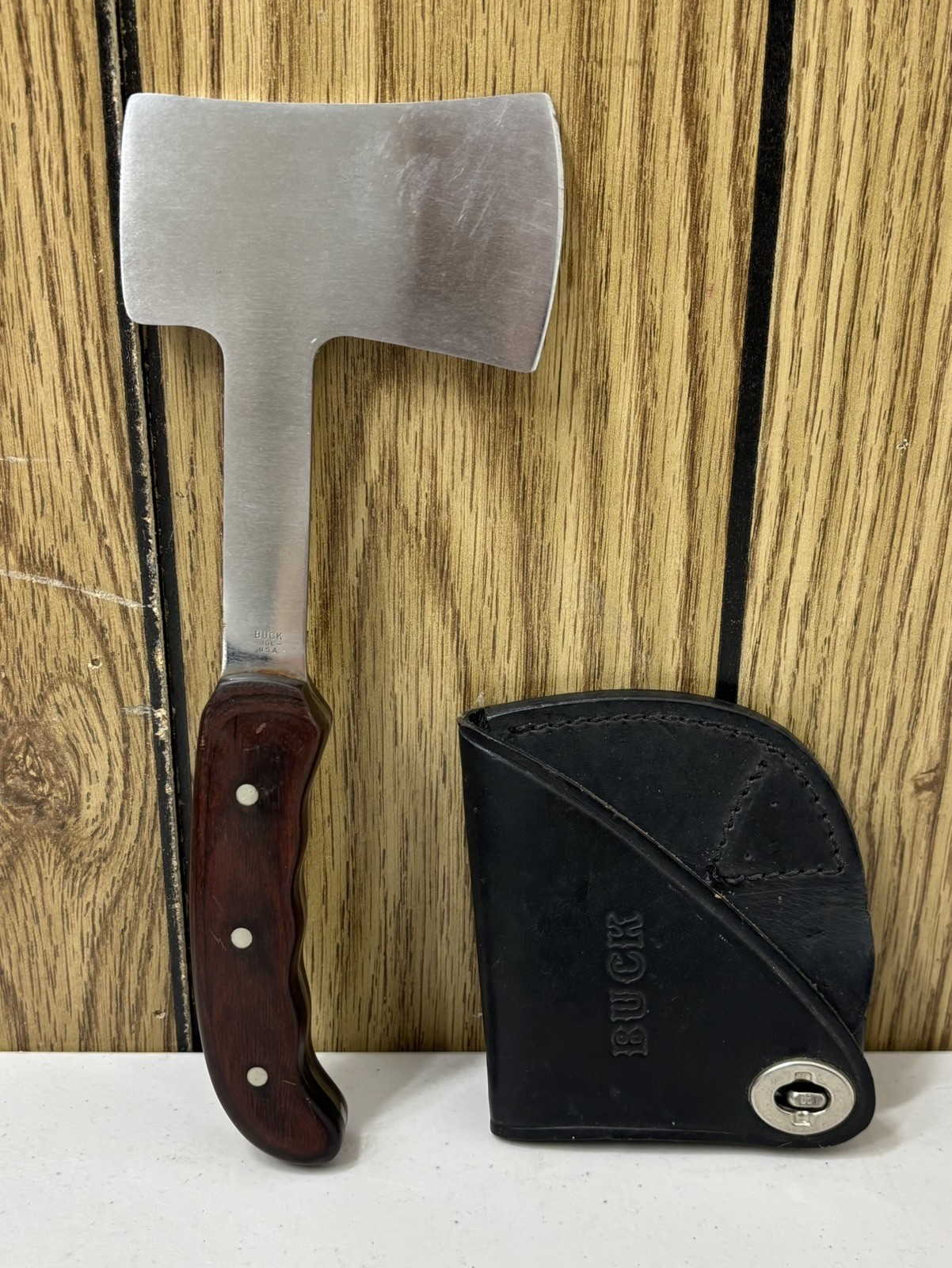 Vintage BUCK 106 HATCHET Hunter Axe Orig SHEATH Made In USA
