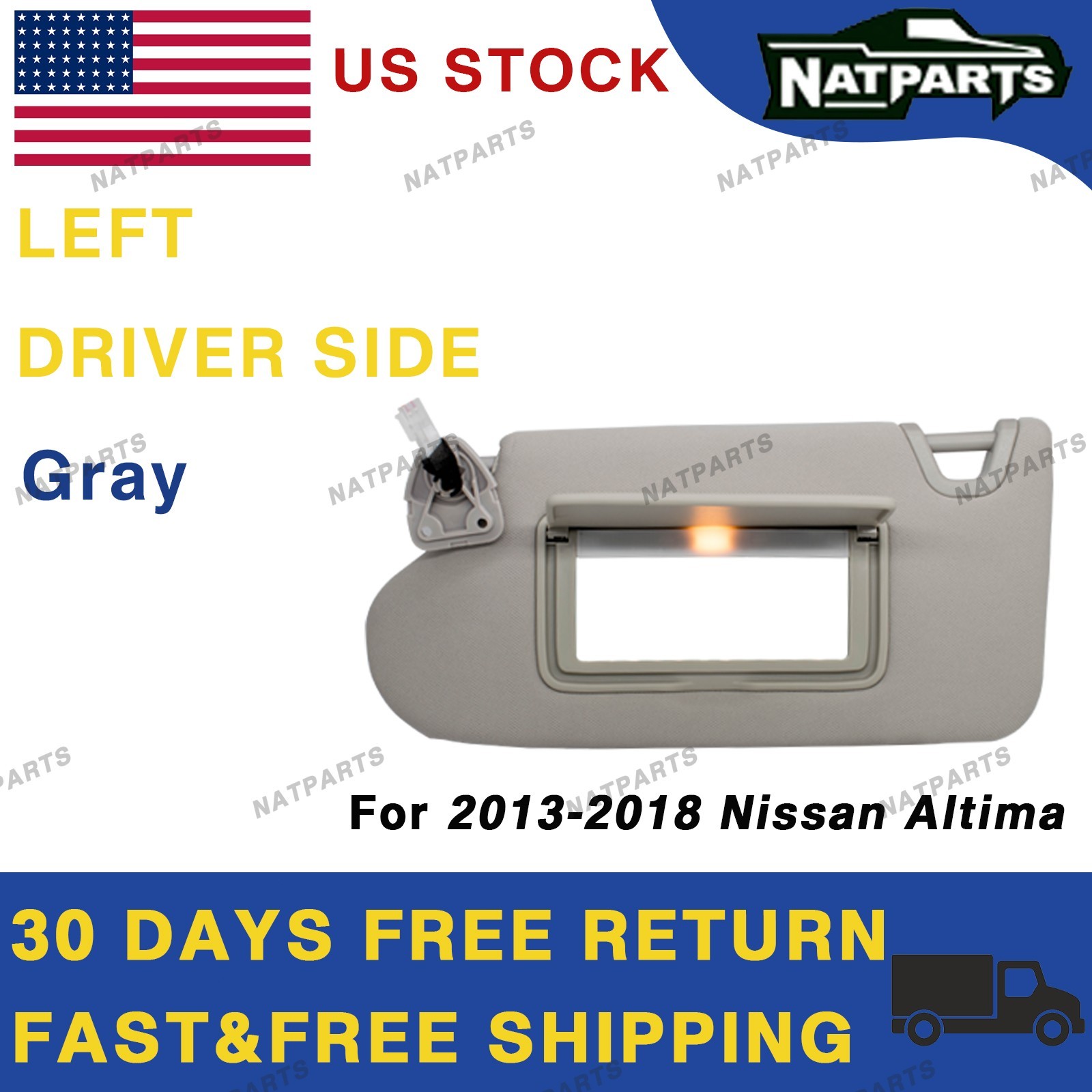 Left Driver Side Sun Visor W/ Light For 2013-2018 Nissan Altima 96401-3TA2A