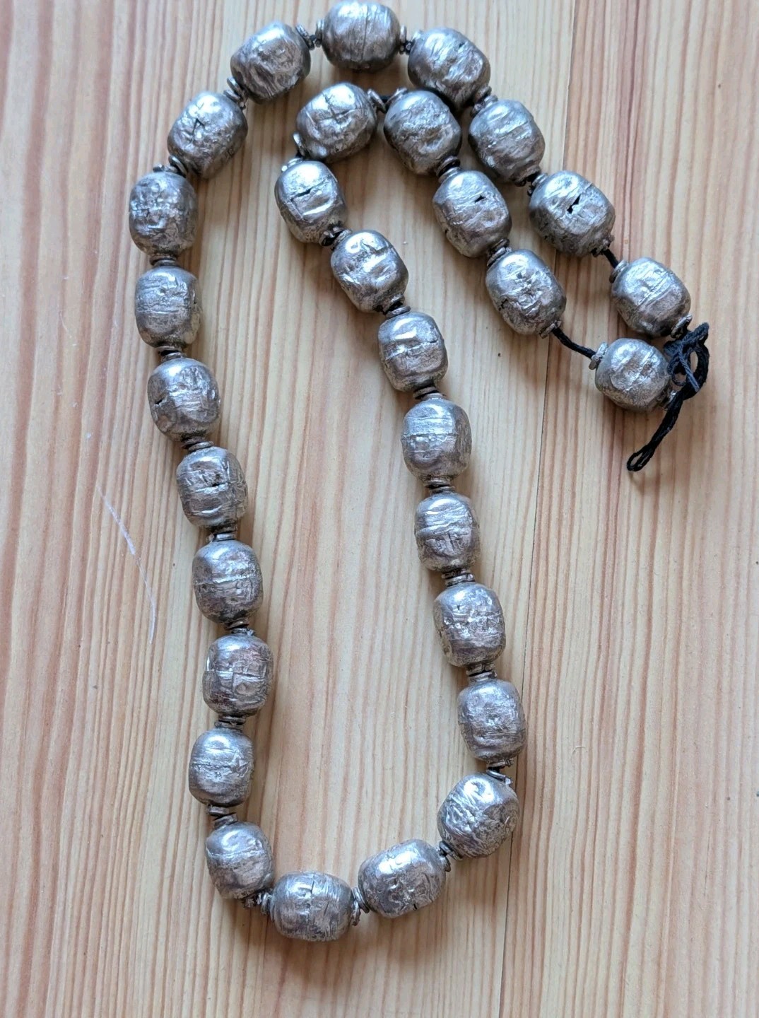 2 Vintage Silver Ethiopian Traditional Handmade Beads African Collectible