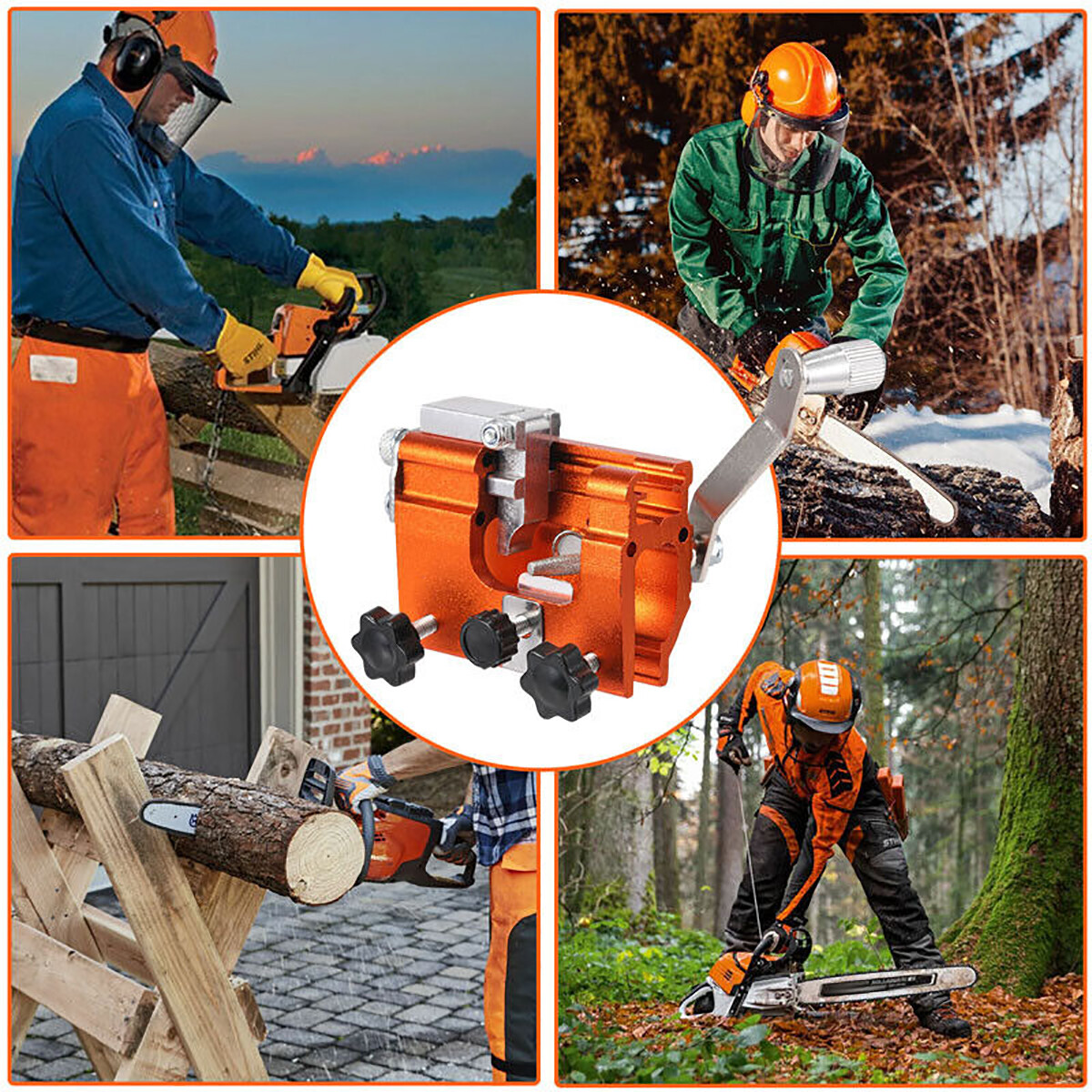 Chainsaw Chain Sharpening Jig Portable Hand Crank Sharpener Tool Set