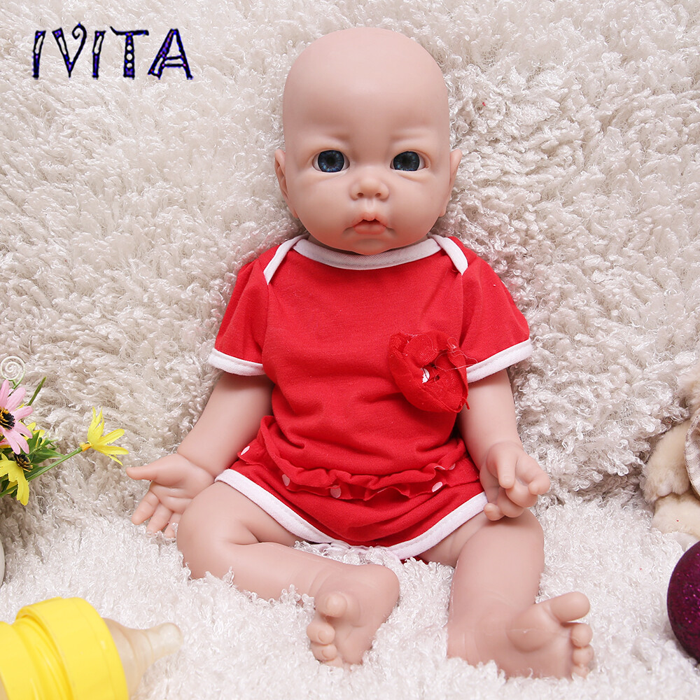 IVITA 17" Soft Silicone Reborn Baby Boy and Girl Newborn Squishy Silicone Doll