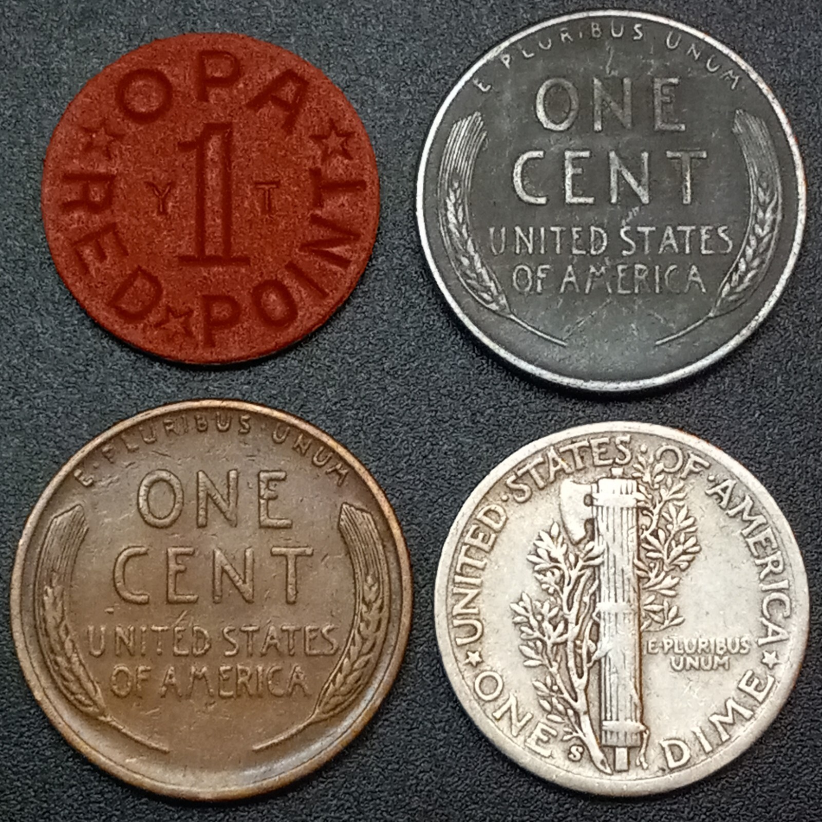 US COINS- Silver Mercury Dime, Wheat & Steel Cent Set, OPA Token- WW2 COINS LOT!