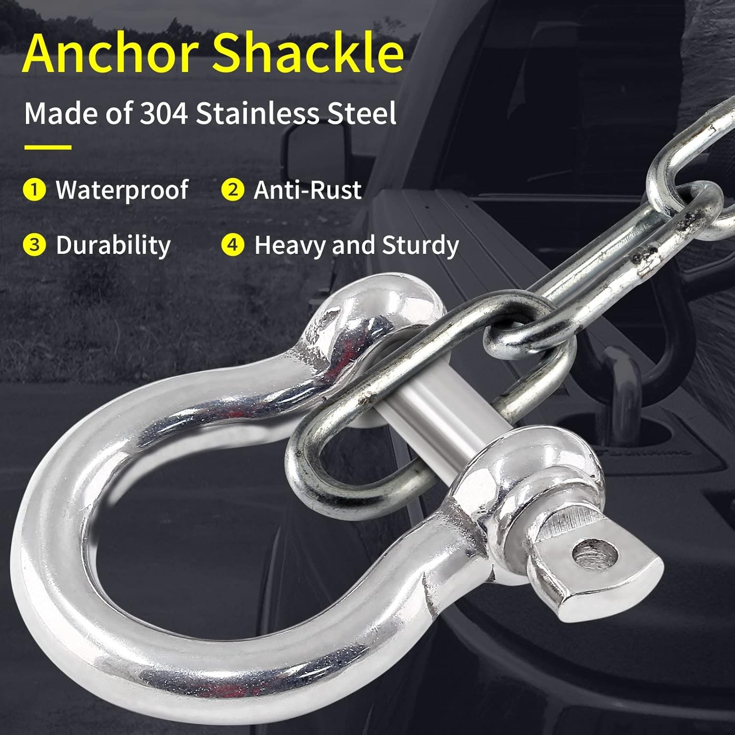 6 Pcs 1/4 D Ring Anchor Shackles, Stainless Steel Clevis Shackle, Marine Boat