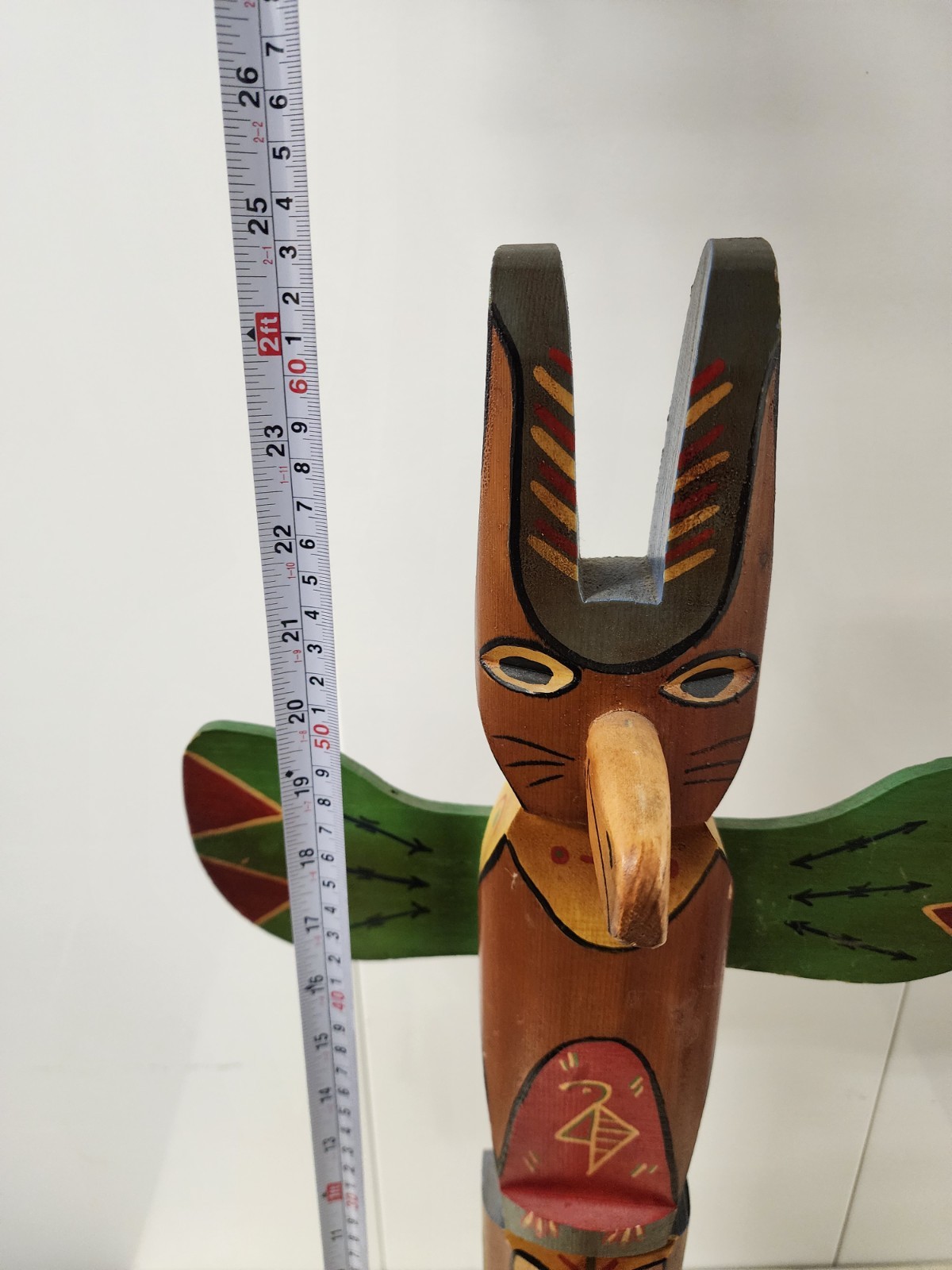 Large Vintage Carved Totem Pole 25" Tall Chippewa Native American Indian