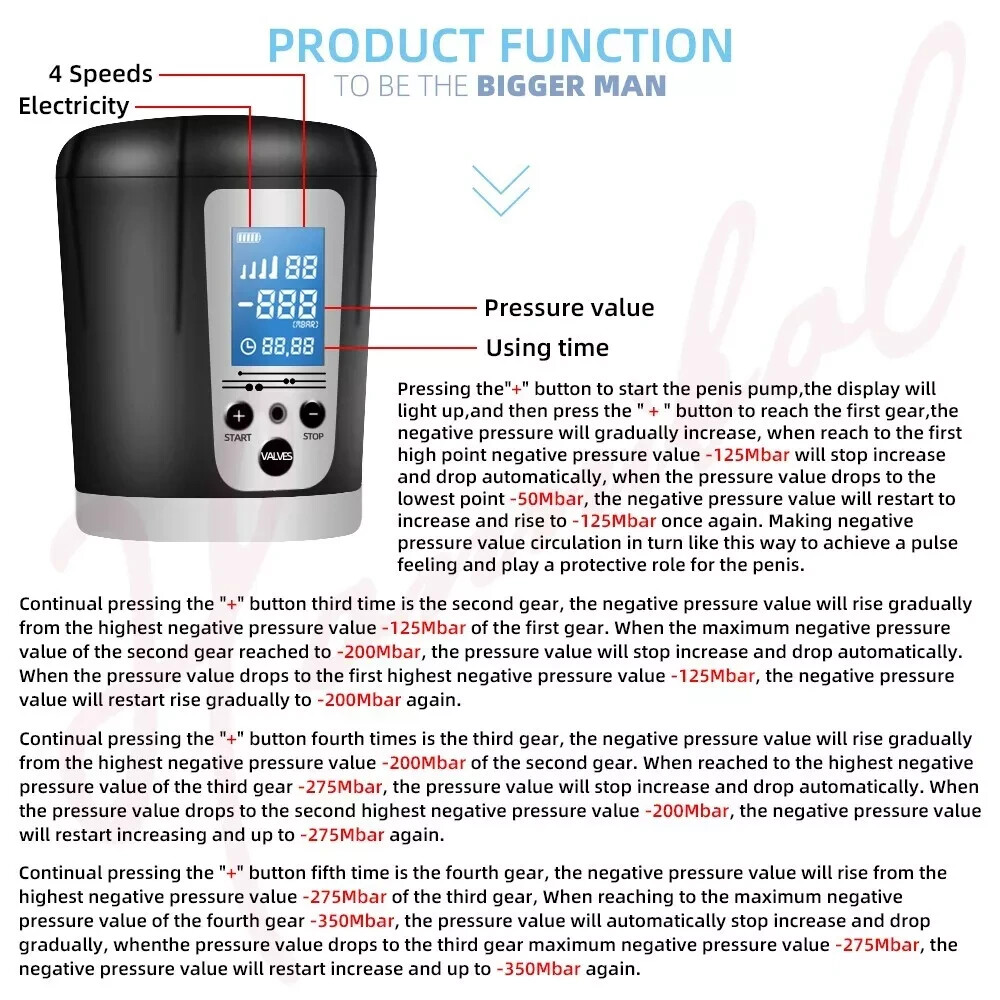 Vacuum Electric Penis Pump Digital rechargeable Male Men Penis Enlarger Growth