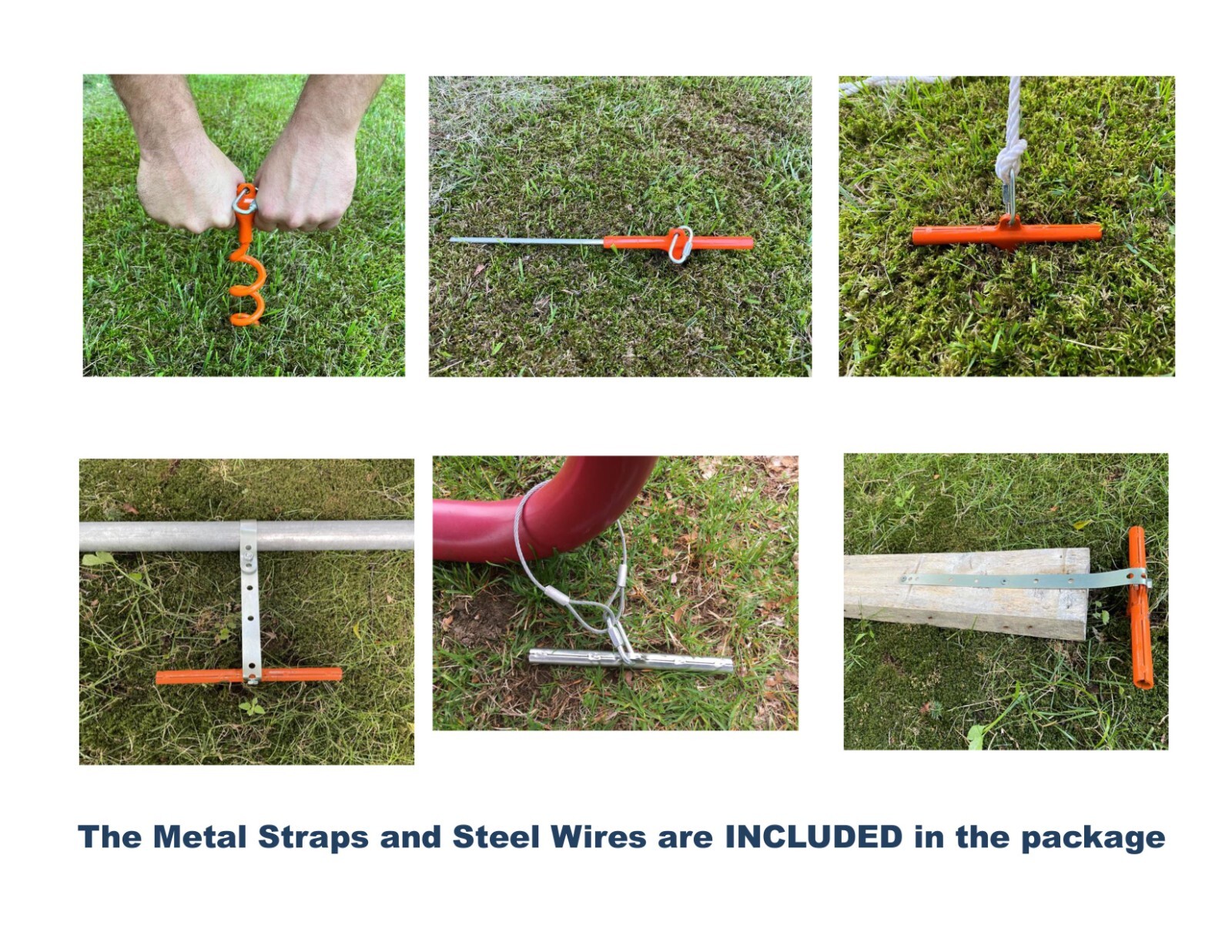 4 Spiral Ground Anchors - Screw in Ground Stakes 18" - for Trampoline and more