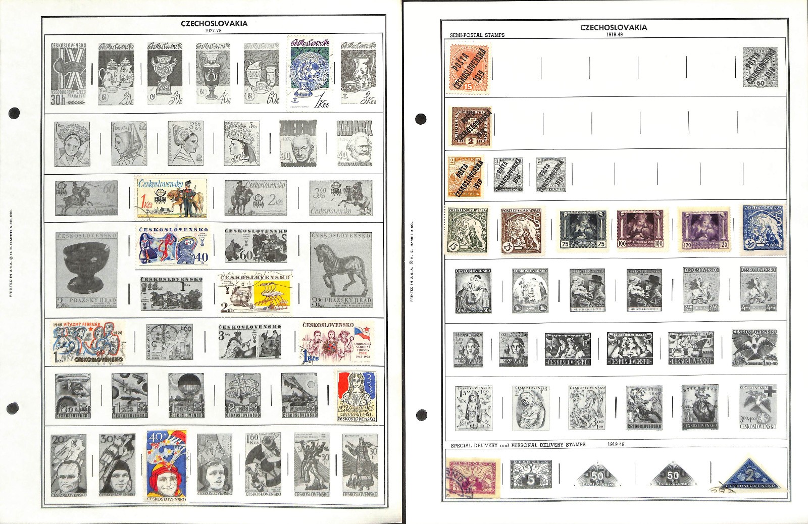 Czechoslovakia Stamp Collection on 50 Harris Pages, 1918-1983 (BK)