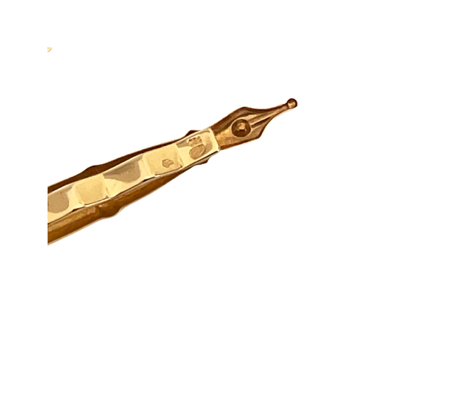 Unique Gold tie clip miniature fountain pen in yellow and white gold France