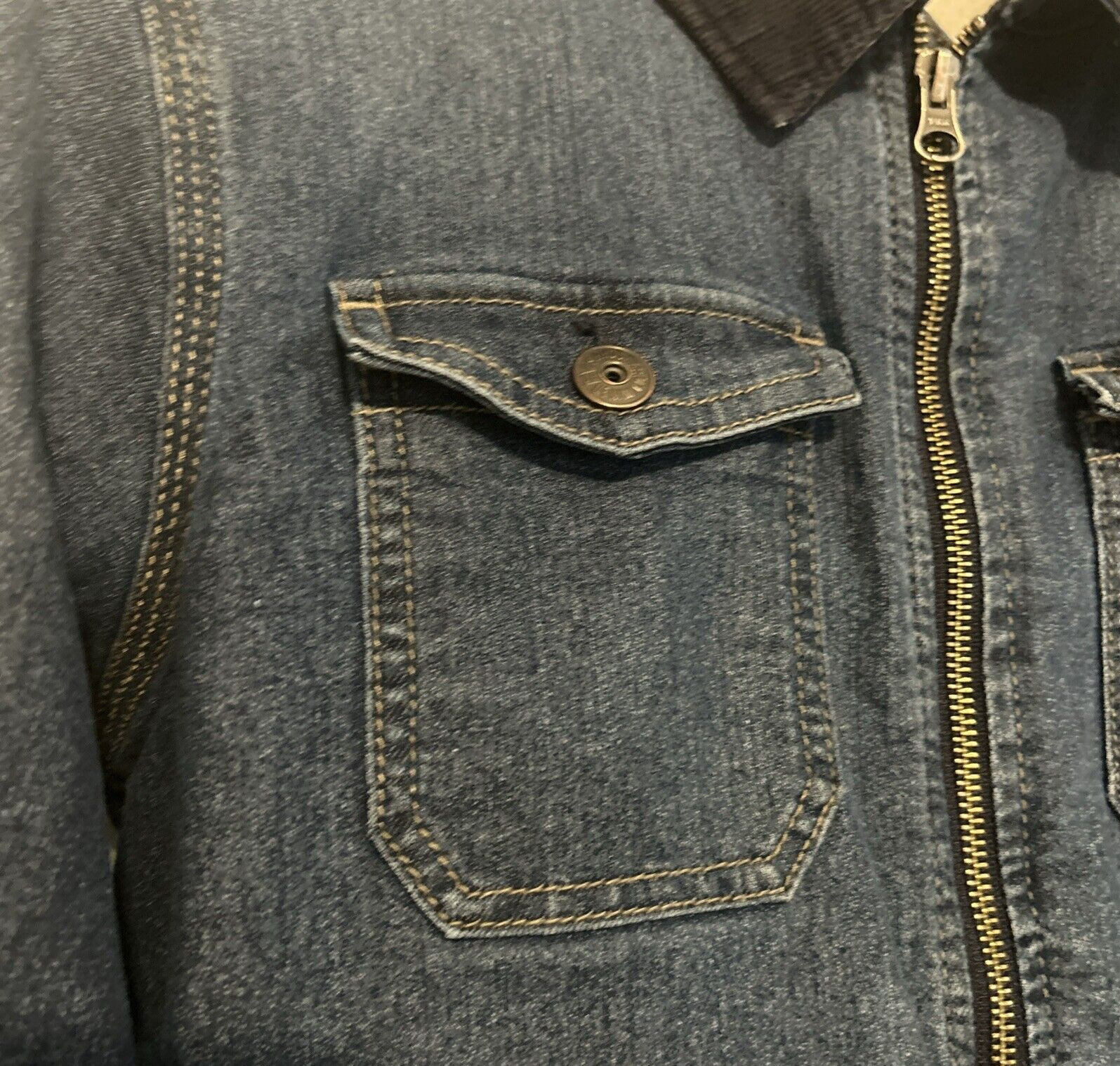 Oshkosh B’gosh Youth Girls Size 14 Full Zip Denim Lined Jacket w/Corduroy Collar