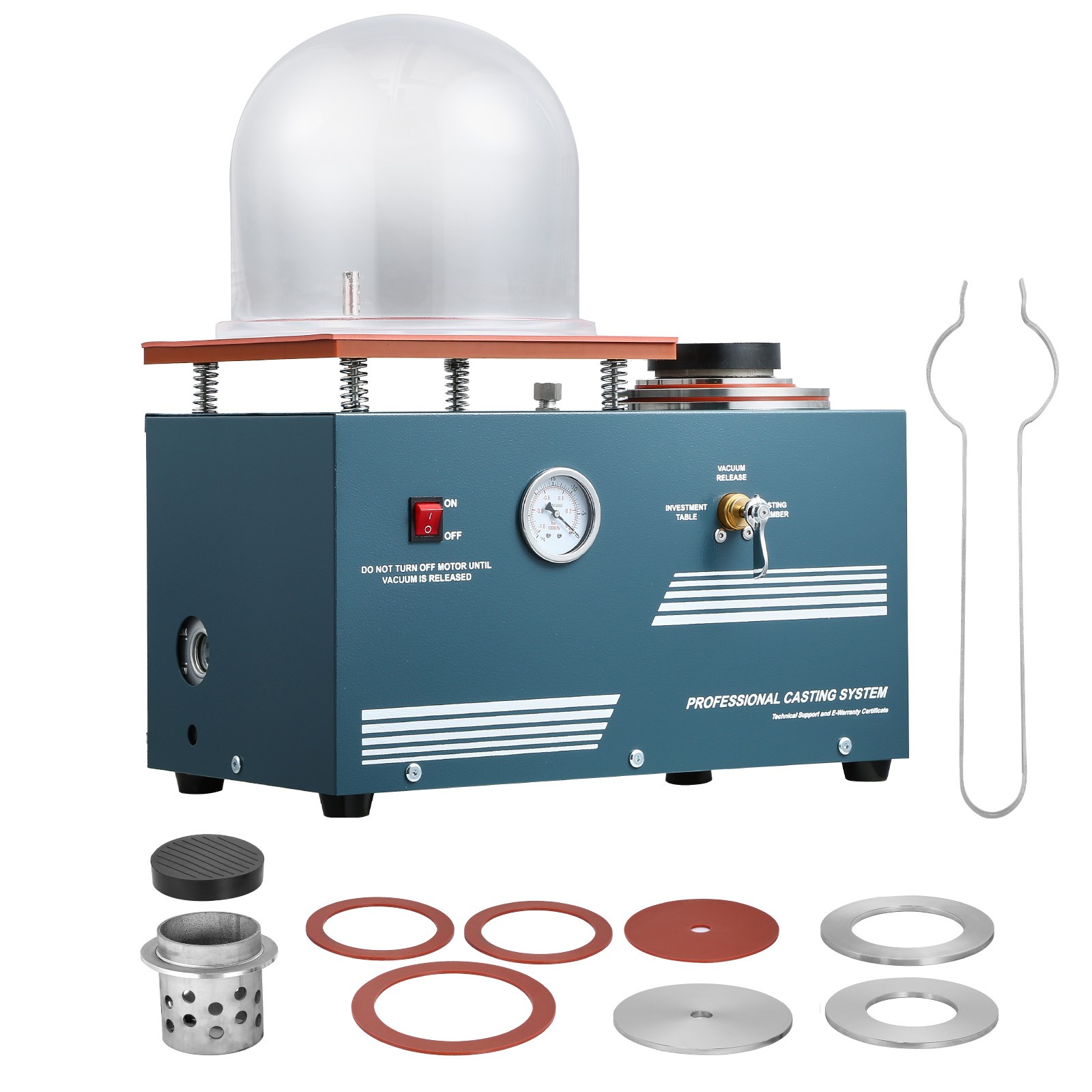 Vacuum Investing Casting Machine 290W Power 3 CFM Pump and Bell Jar for Jewelry